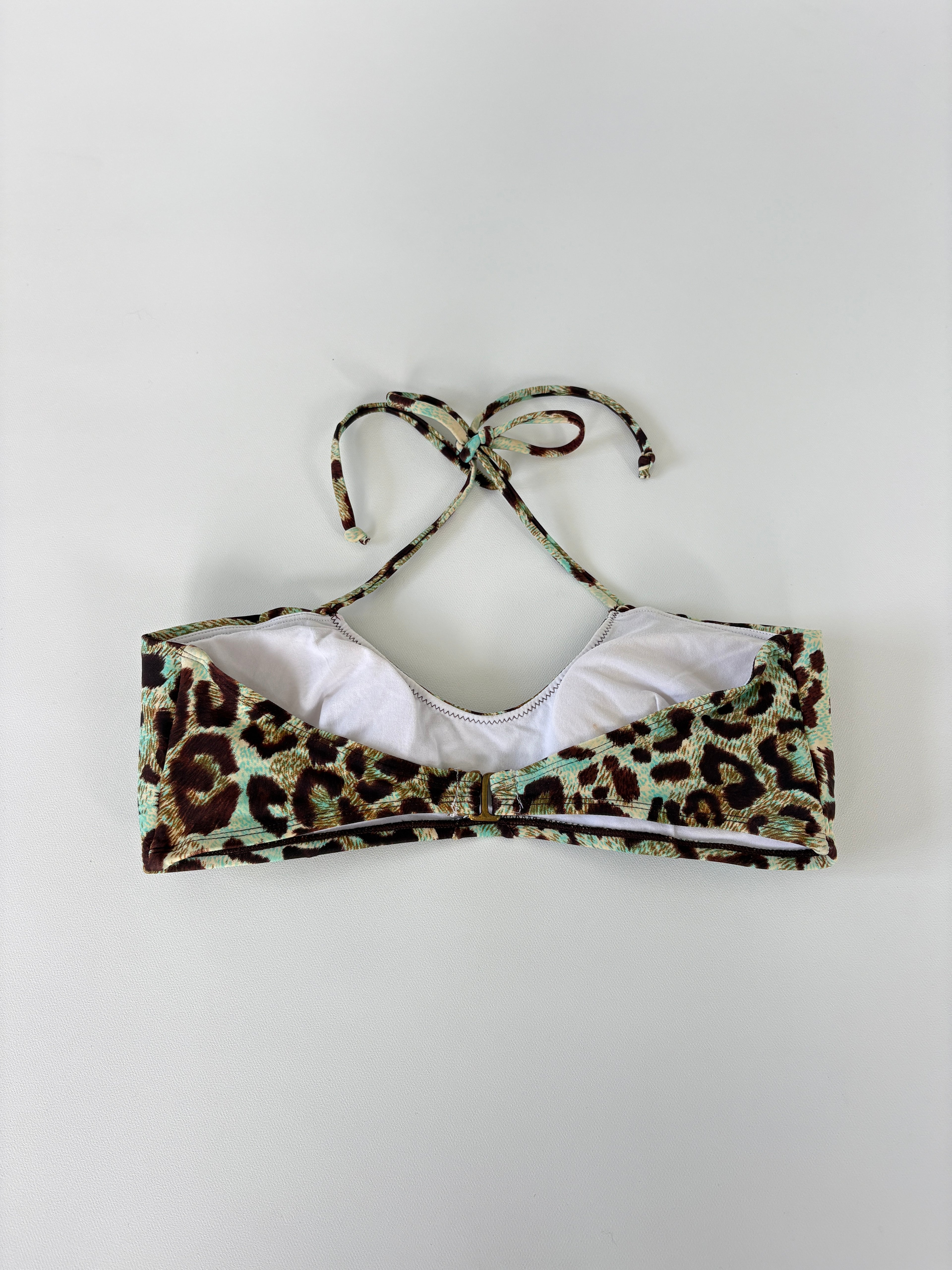 38 / Beaded Cheetah Print Halther Neck Bikini Top