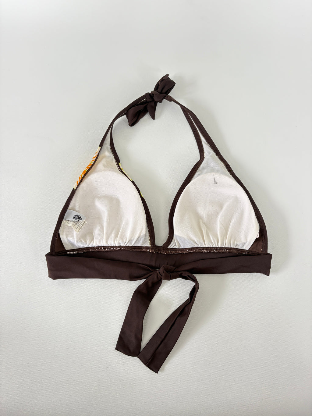 39 / Ripcurl Brown Halter Bikini Top w/ Beaded Detail