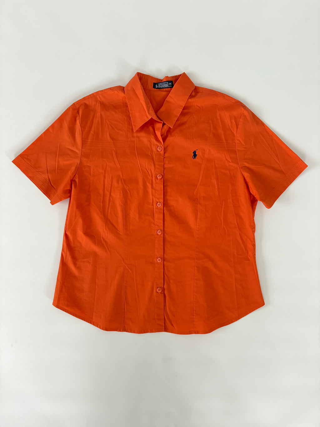 63 / Orange Polo Short Sleeve Button Up Shirt