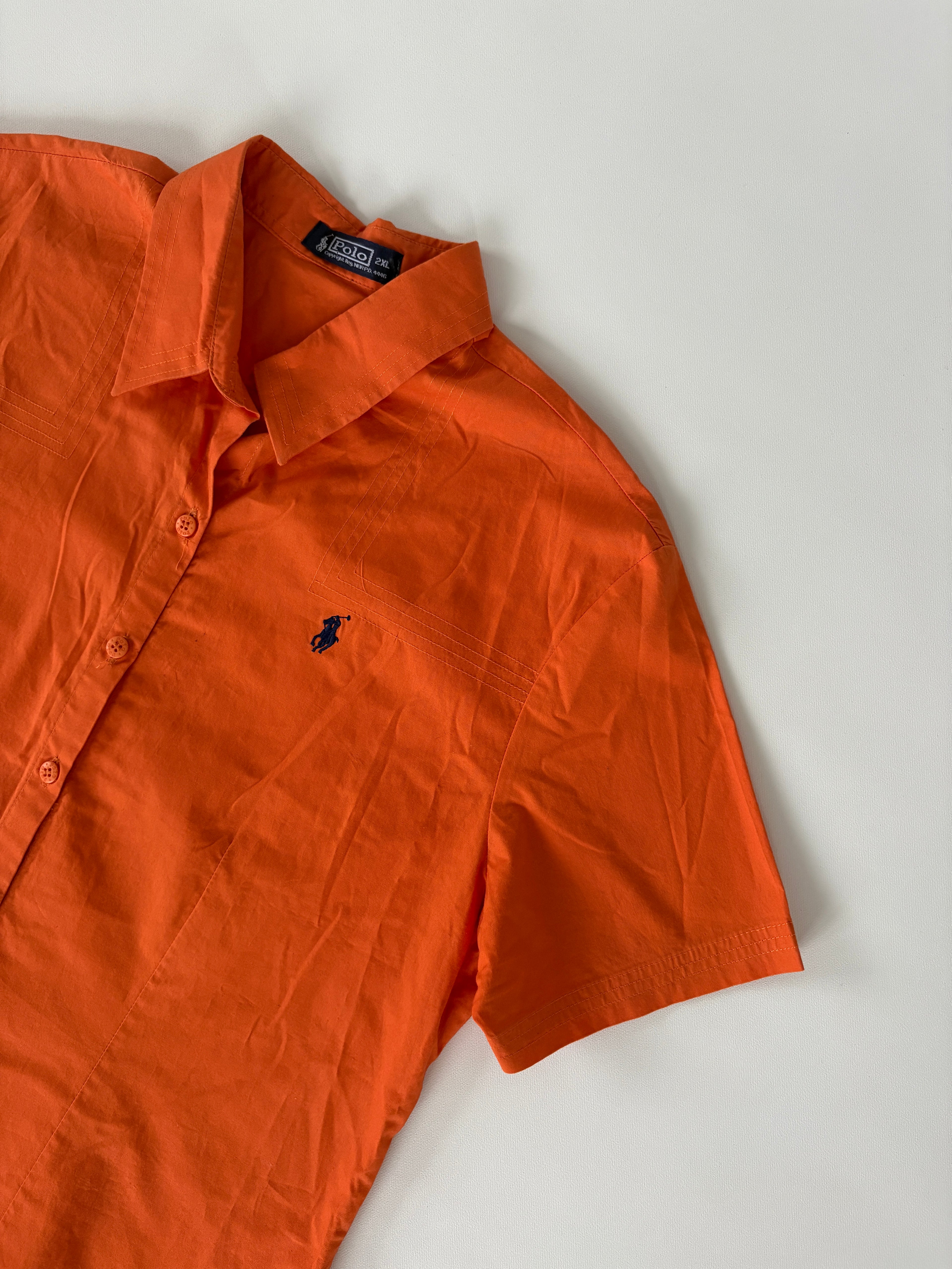 63 / Orange Polo Short Sleeve Button Up Shirt