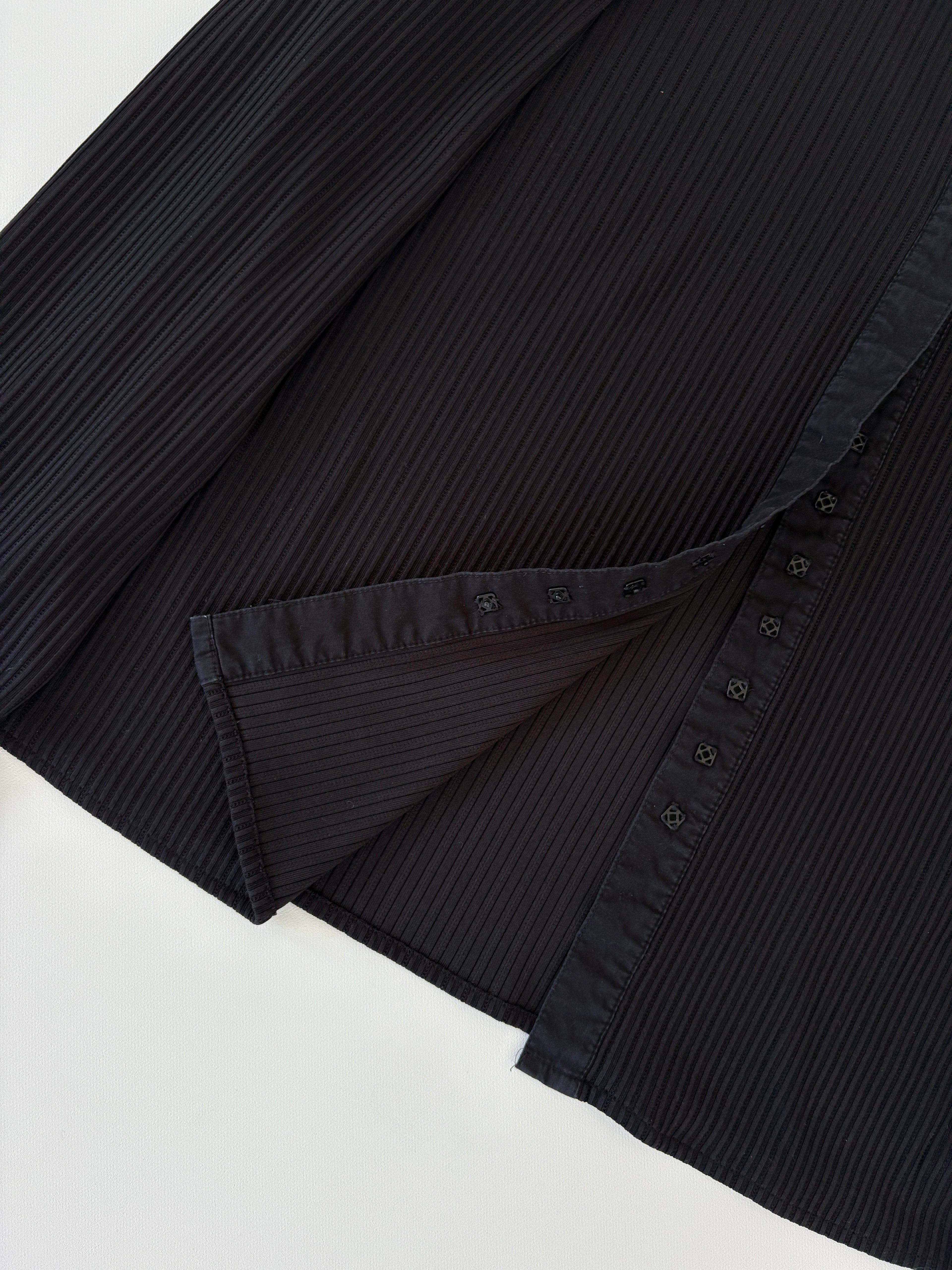 79 / Semi Sheer Black Ribbed Blouse
