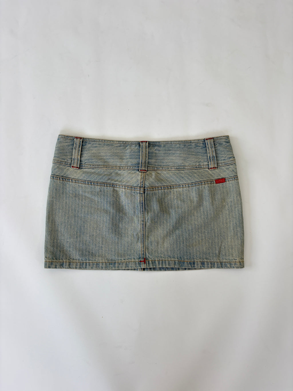 95 / Light Denim Pinstripe Mini Skirt