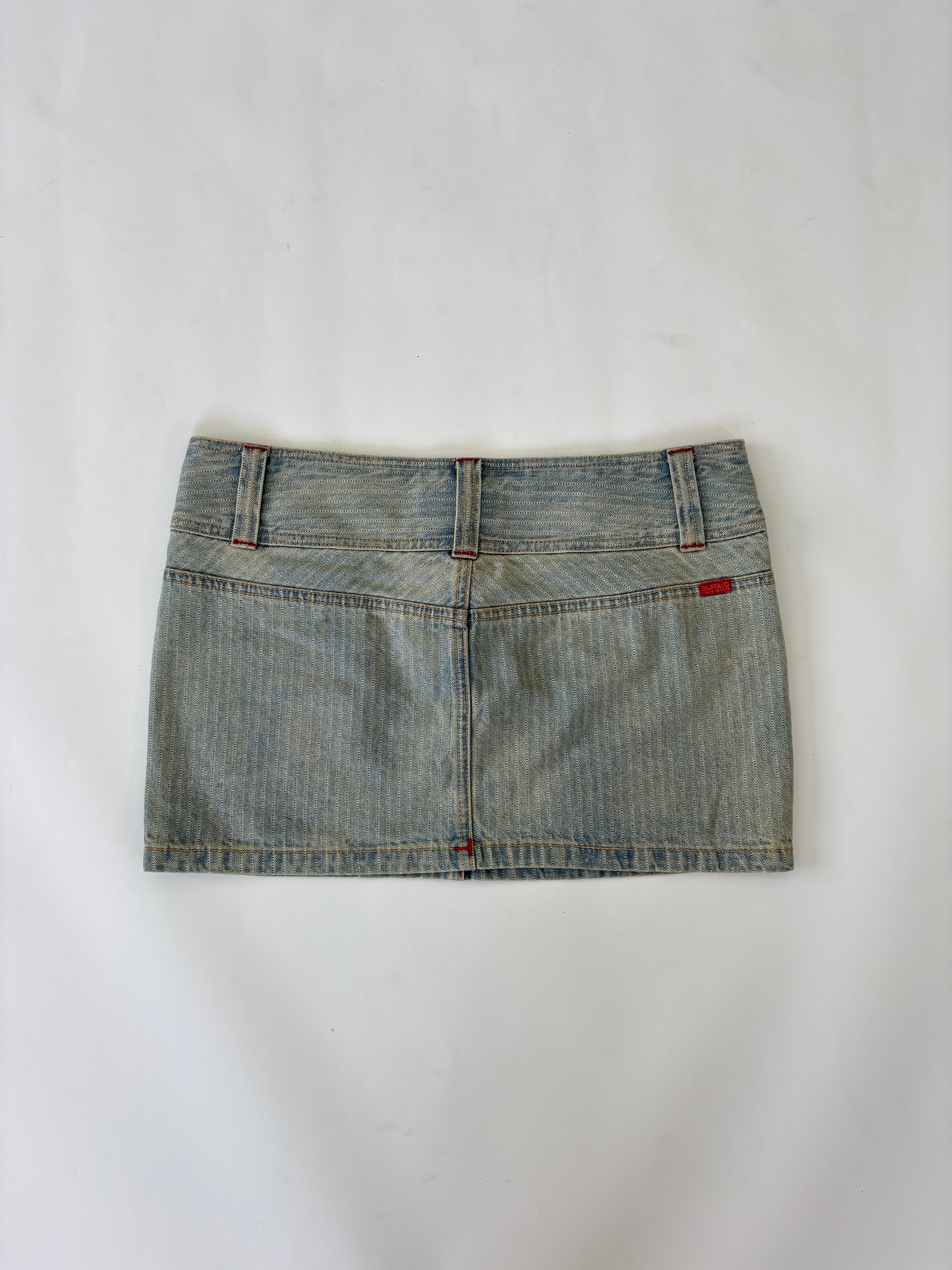 95 / Light Denim Pinstripe Mini Skirt