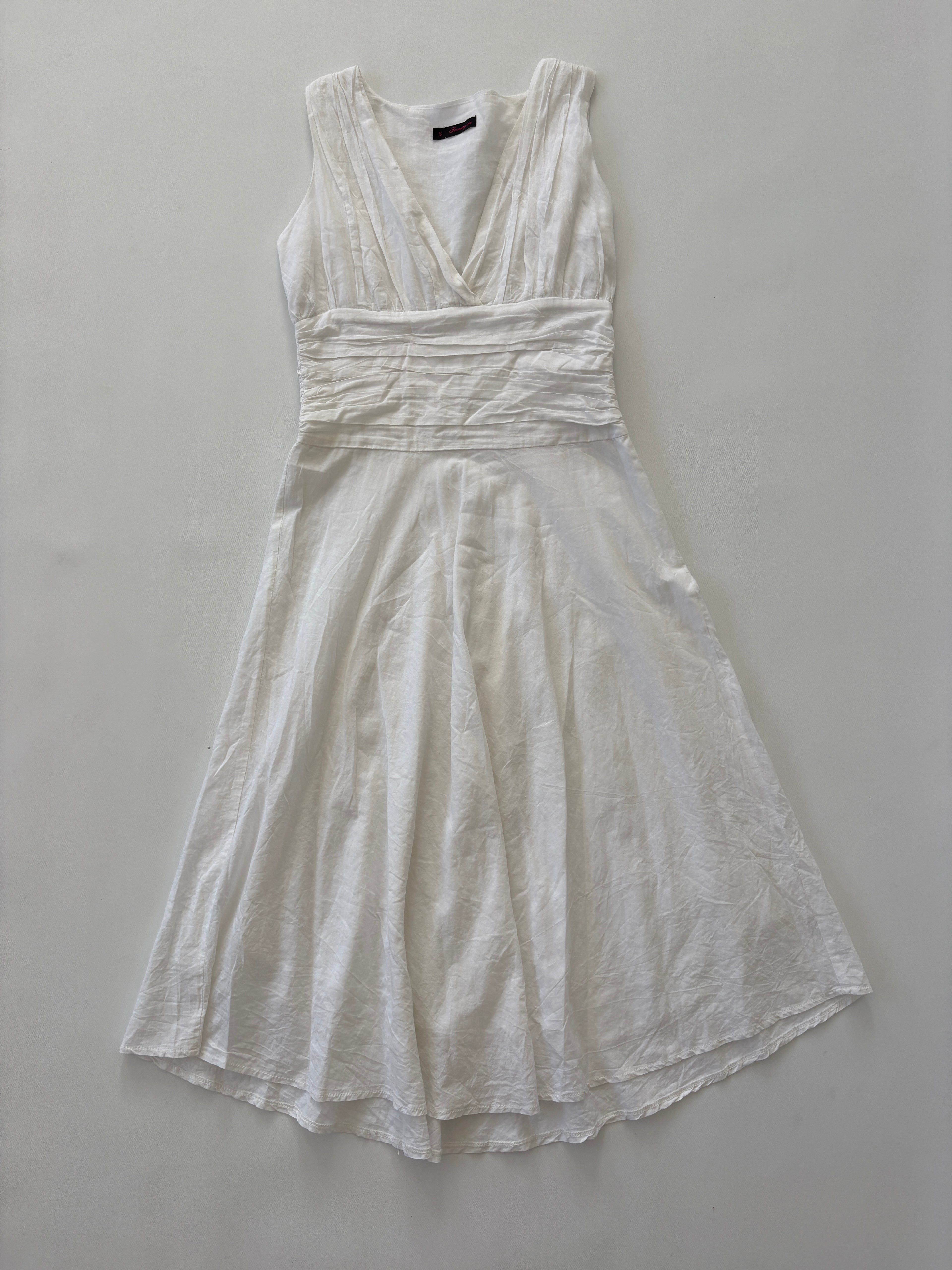 175 / White Vintage Dress w/ Waist Detail