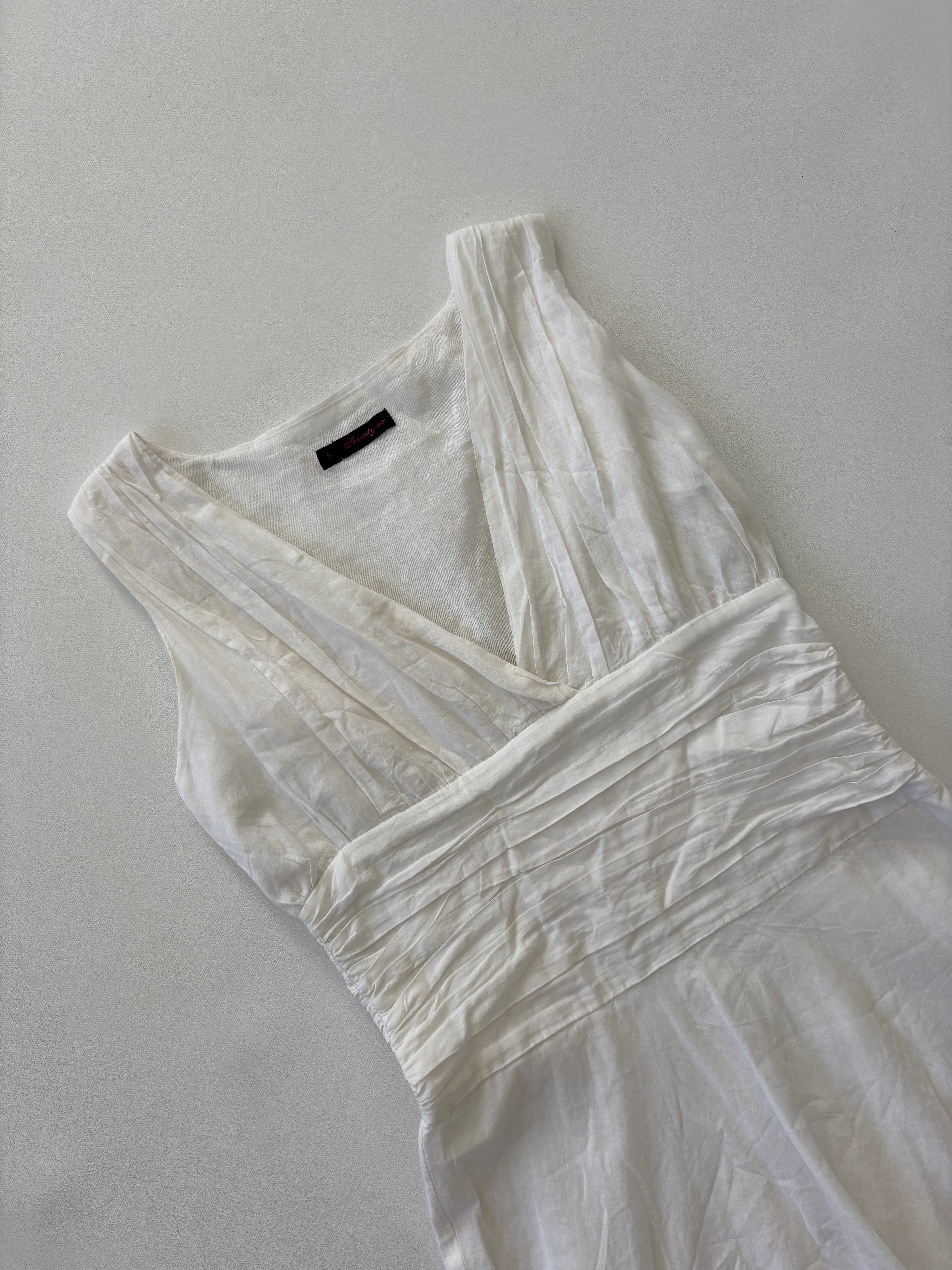 175 / White Vintage Dress w/ Waist Detail
