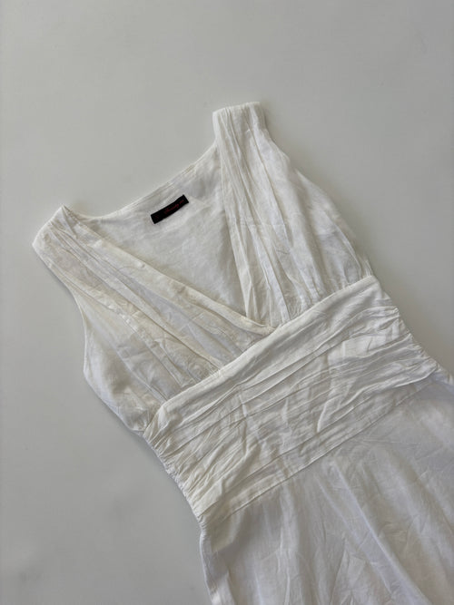 175 / White Vintage Dress w/ Waist Detail