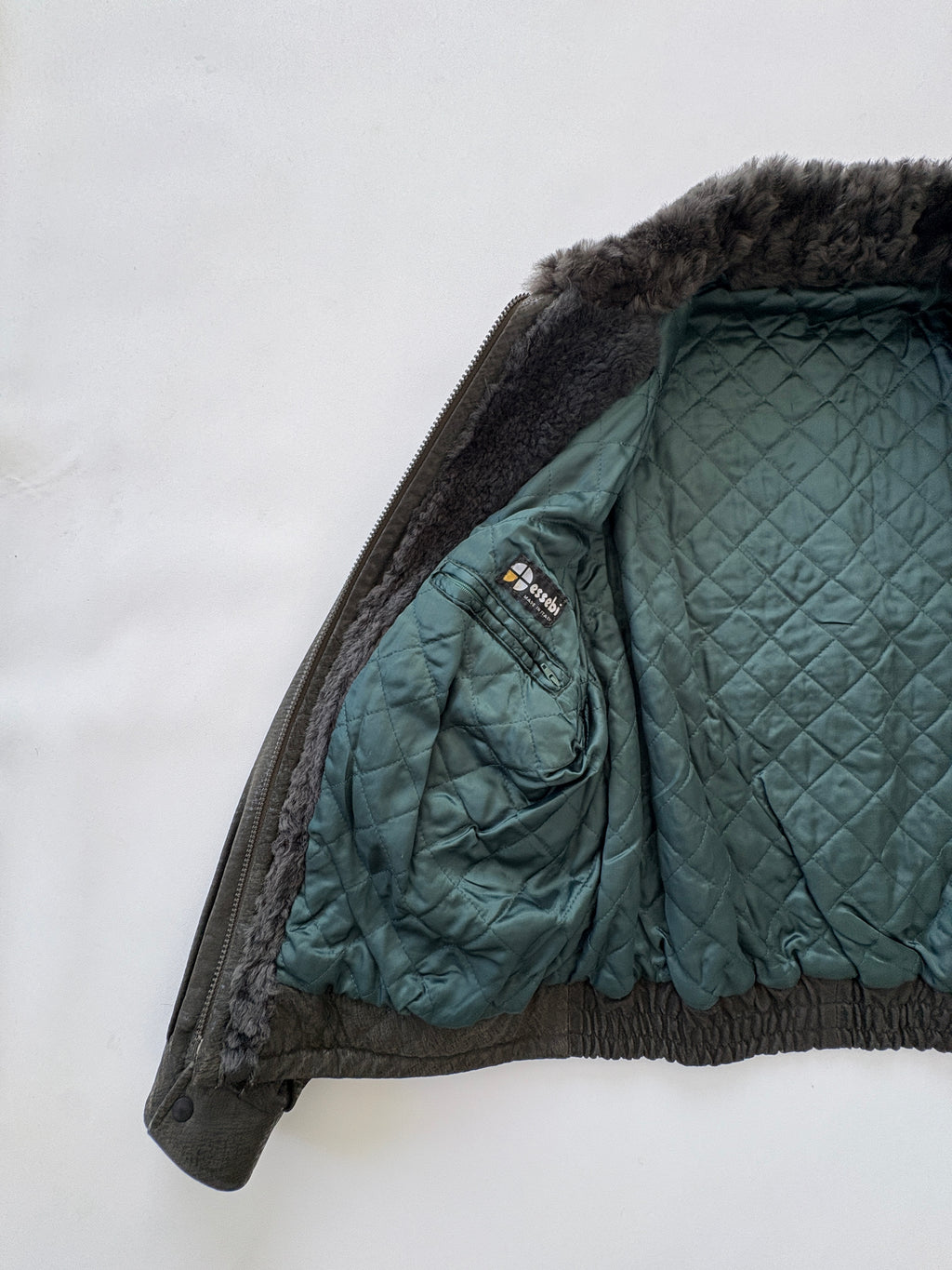 🔒 214 / Green Genuine Italian Leather Bomber Jacket