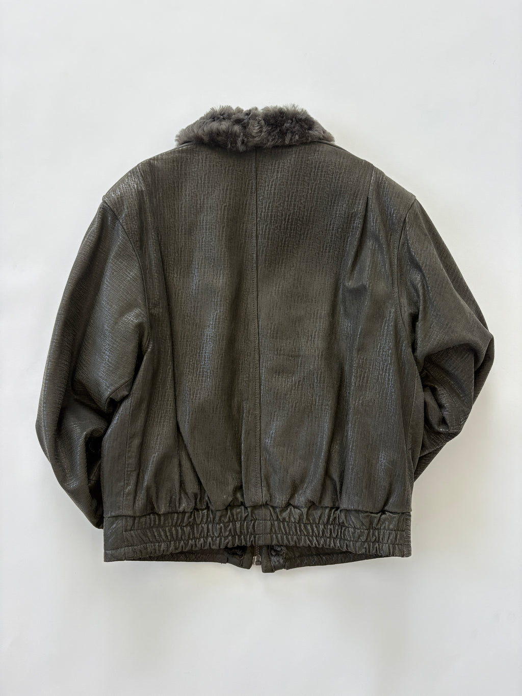 🔒 214 / Green Genuine Italian Leather Bomber Jacket