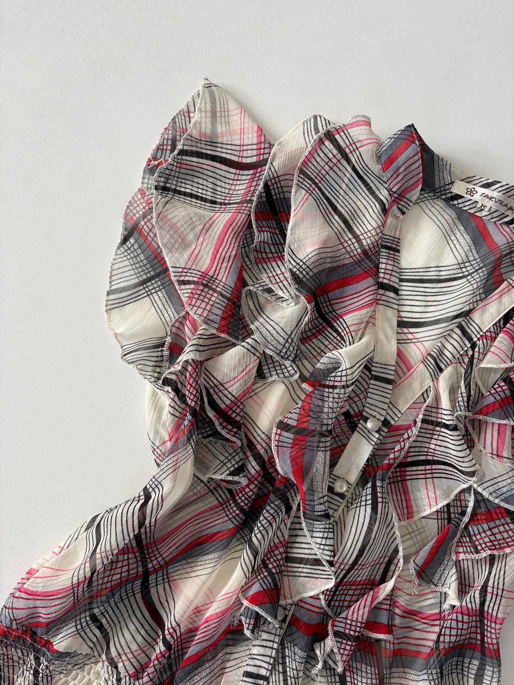 267 / Sakura Plaid Short Sleeve Blouse