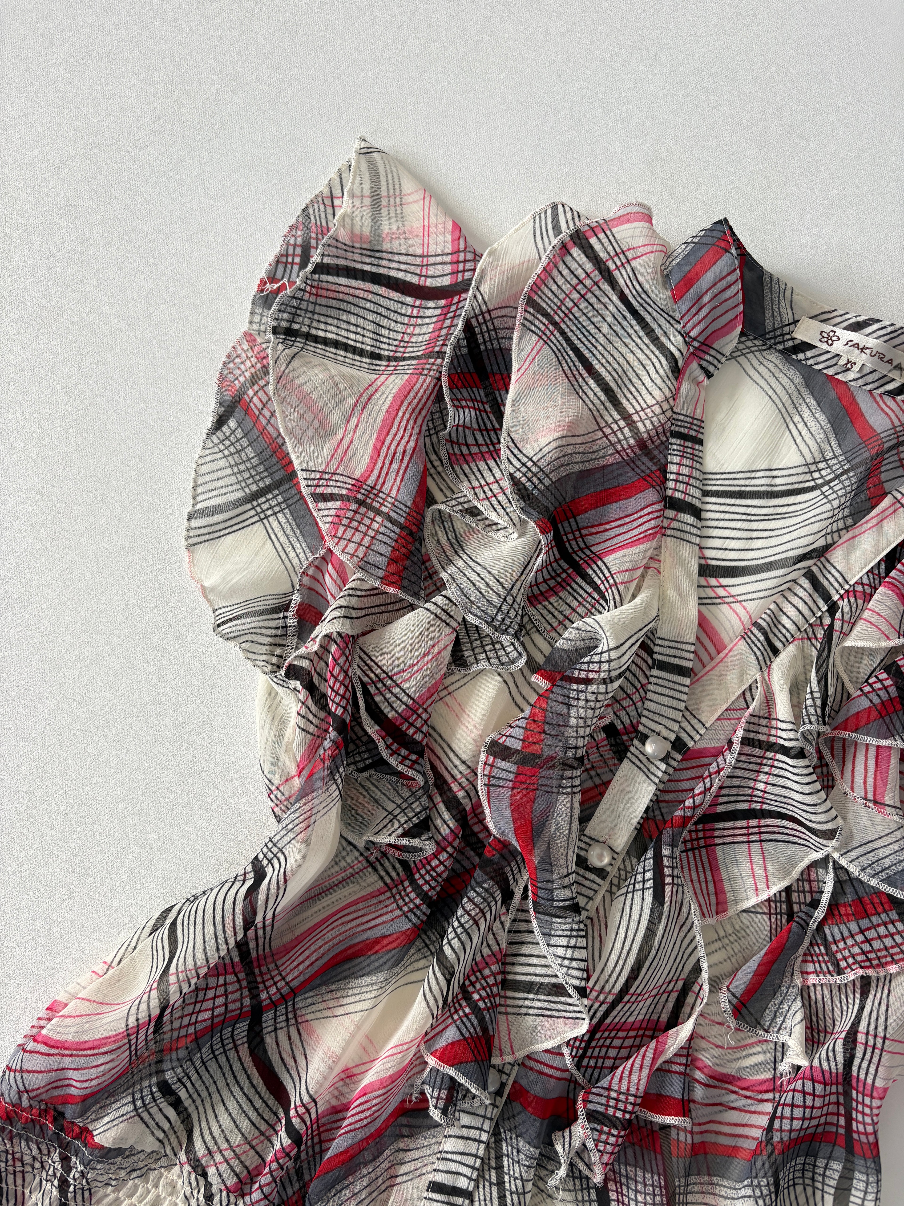 267 / Sakura Plaid Short Sleeve Blouse