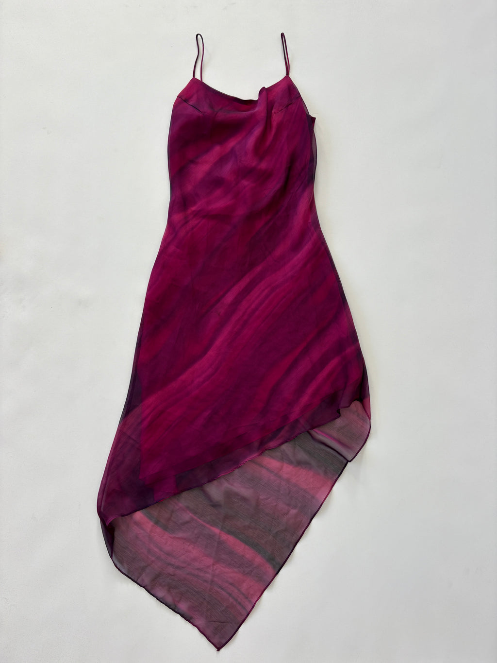 269 / Vintage Pink Sheer Asymmetircal Dress