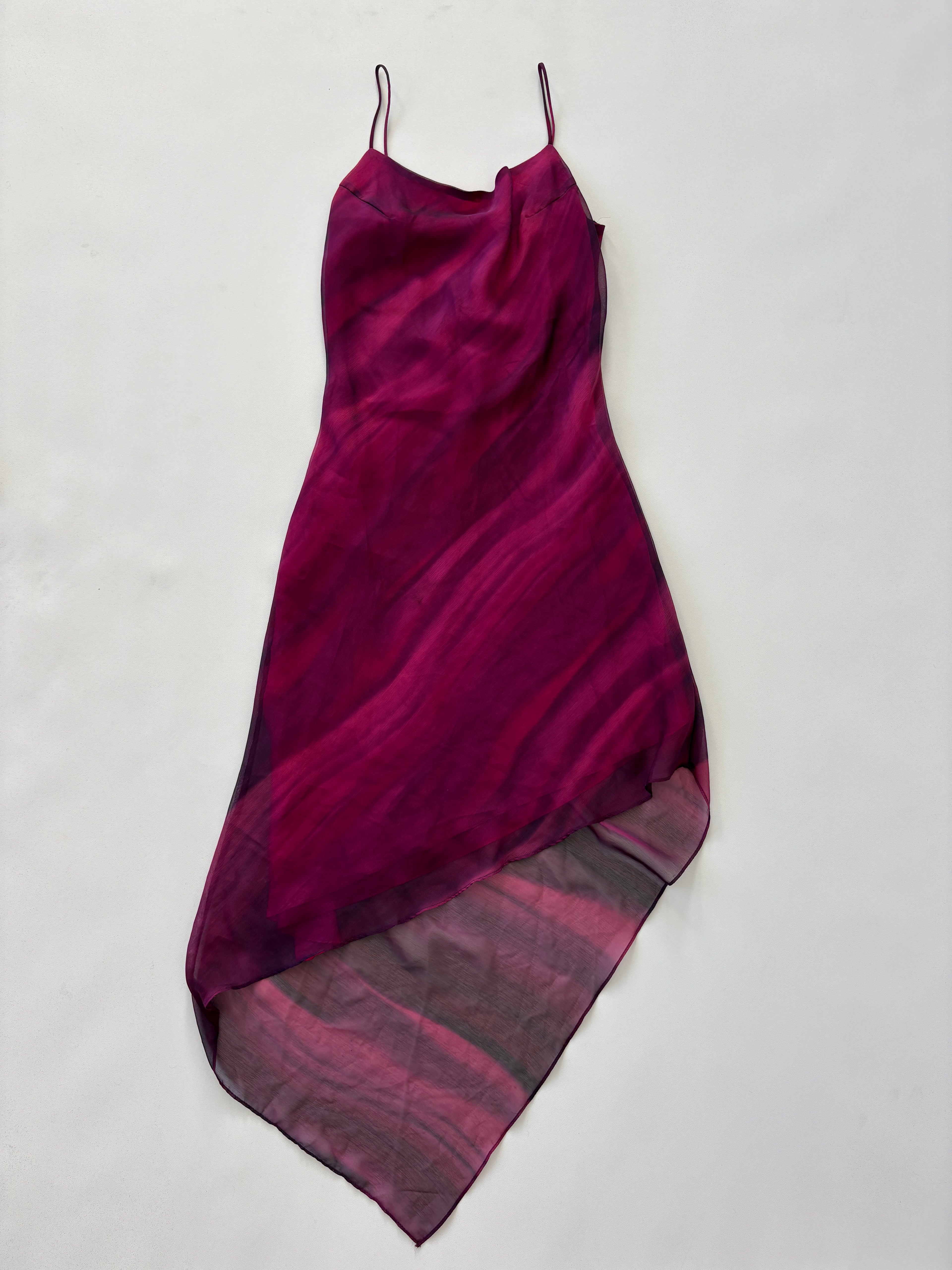 269 / Vintage Pink Sheer Asymmetircal Dress