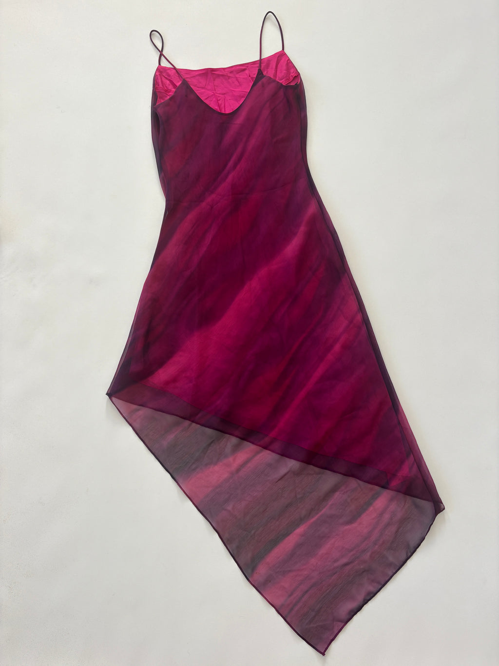 269 / Vintage Pink Sheer Asymmetircal Dress