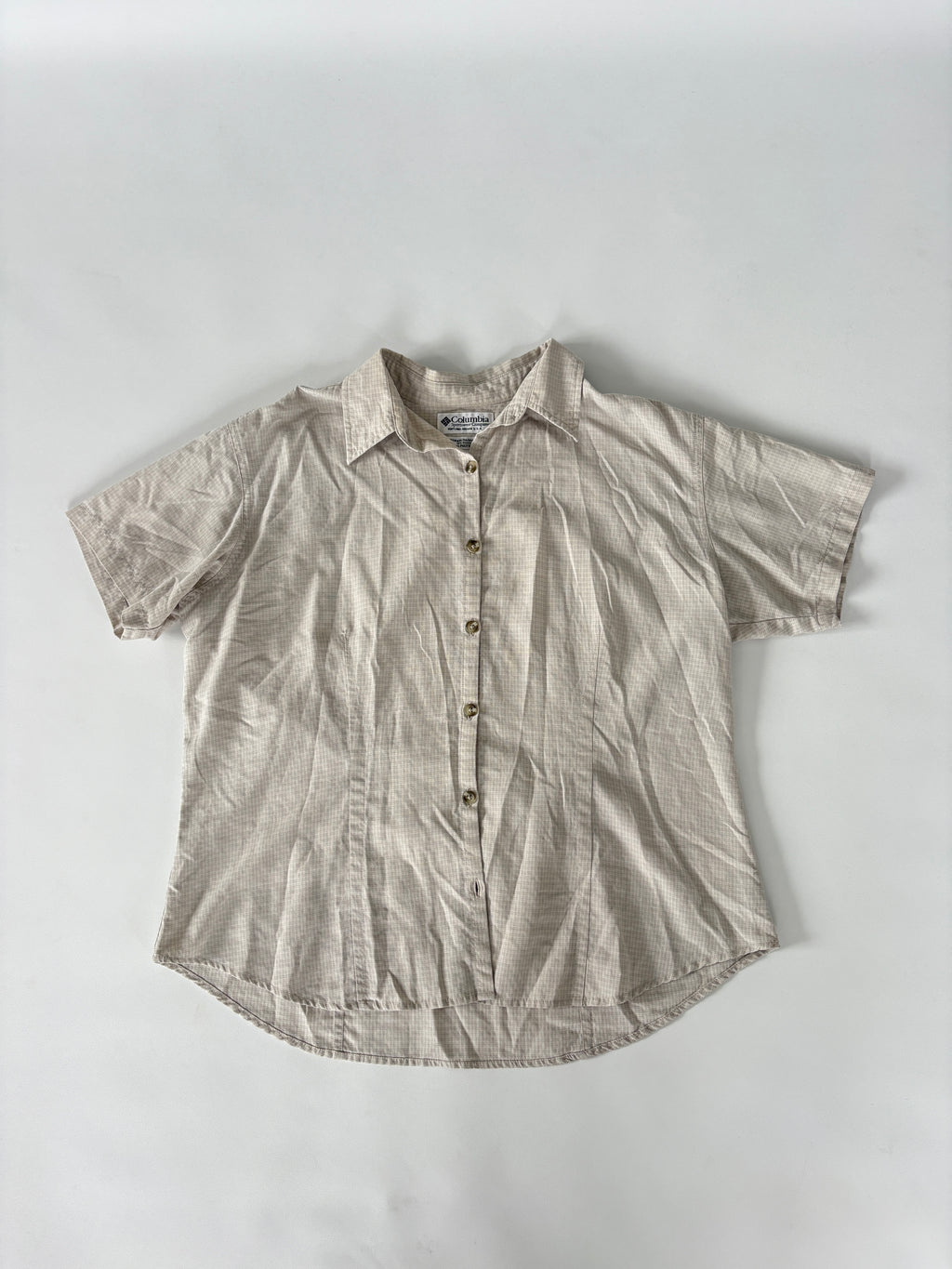 286 / Cream Columbia Short Sleeve Button Up Shirt