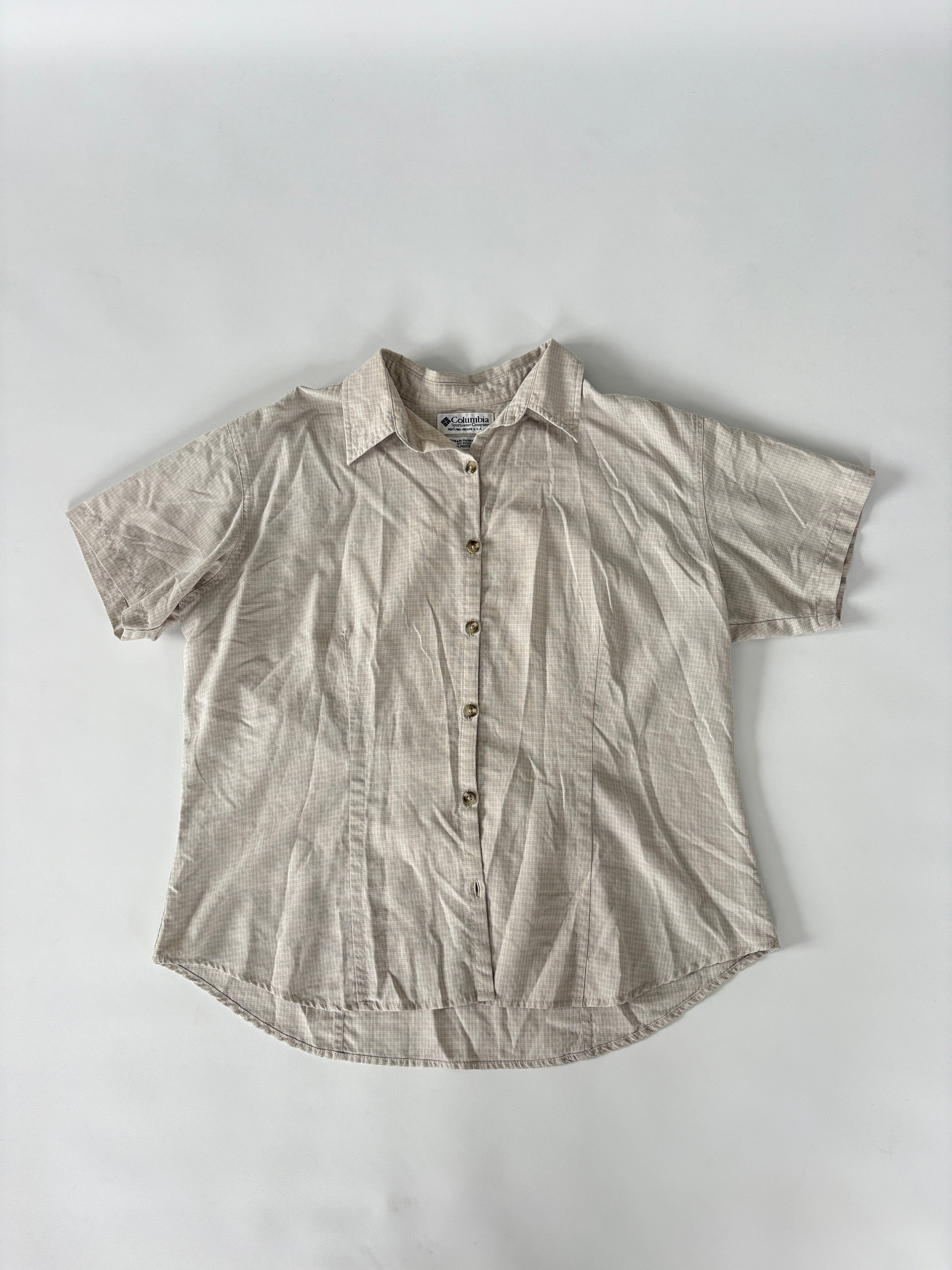 286 / Cream Columbia Short Sleeve Button Up Shirt