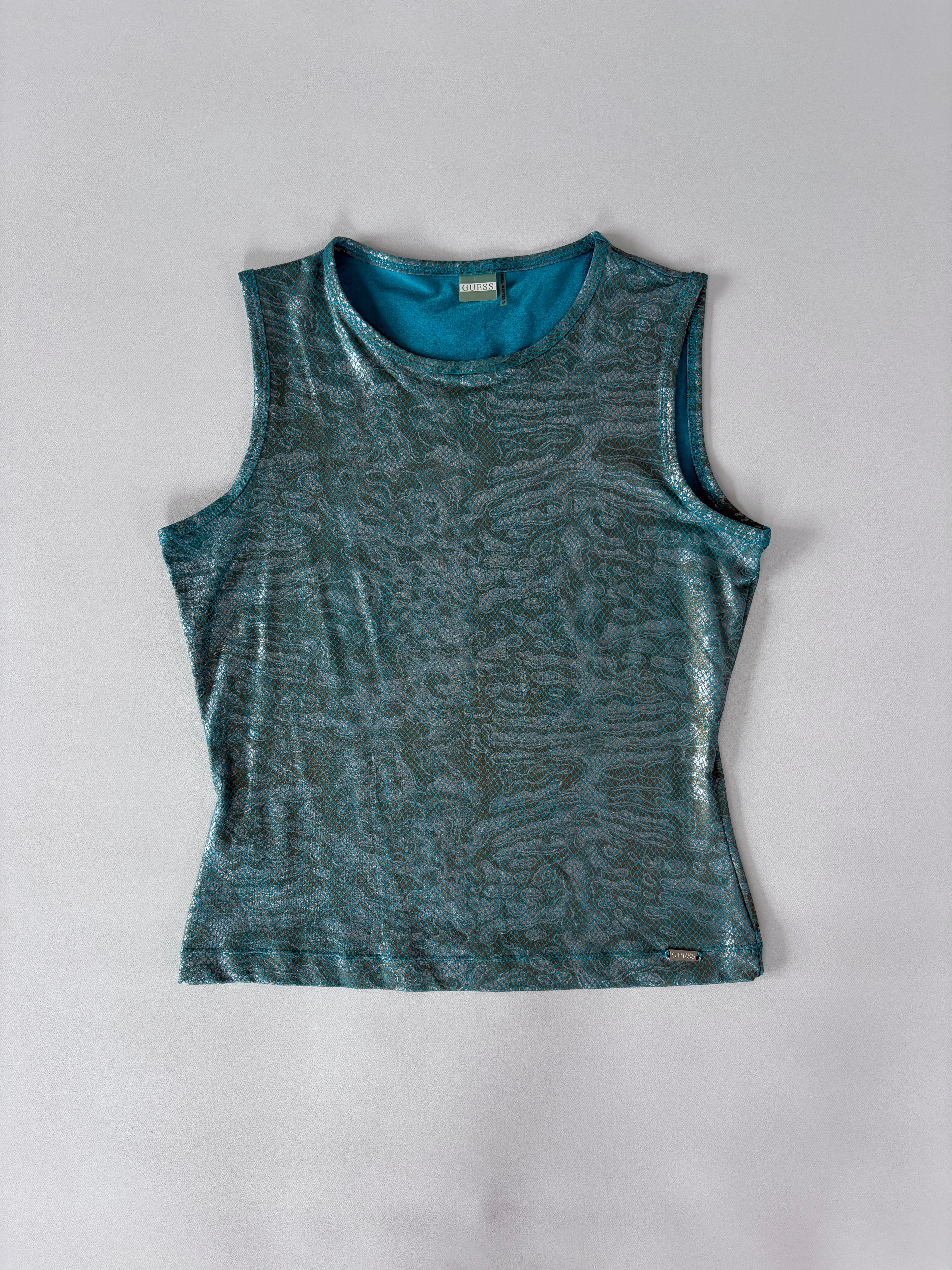 312 / Teal Metallic Guess Tank