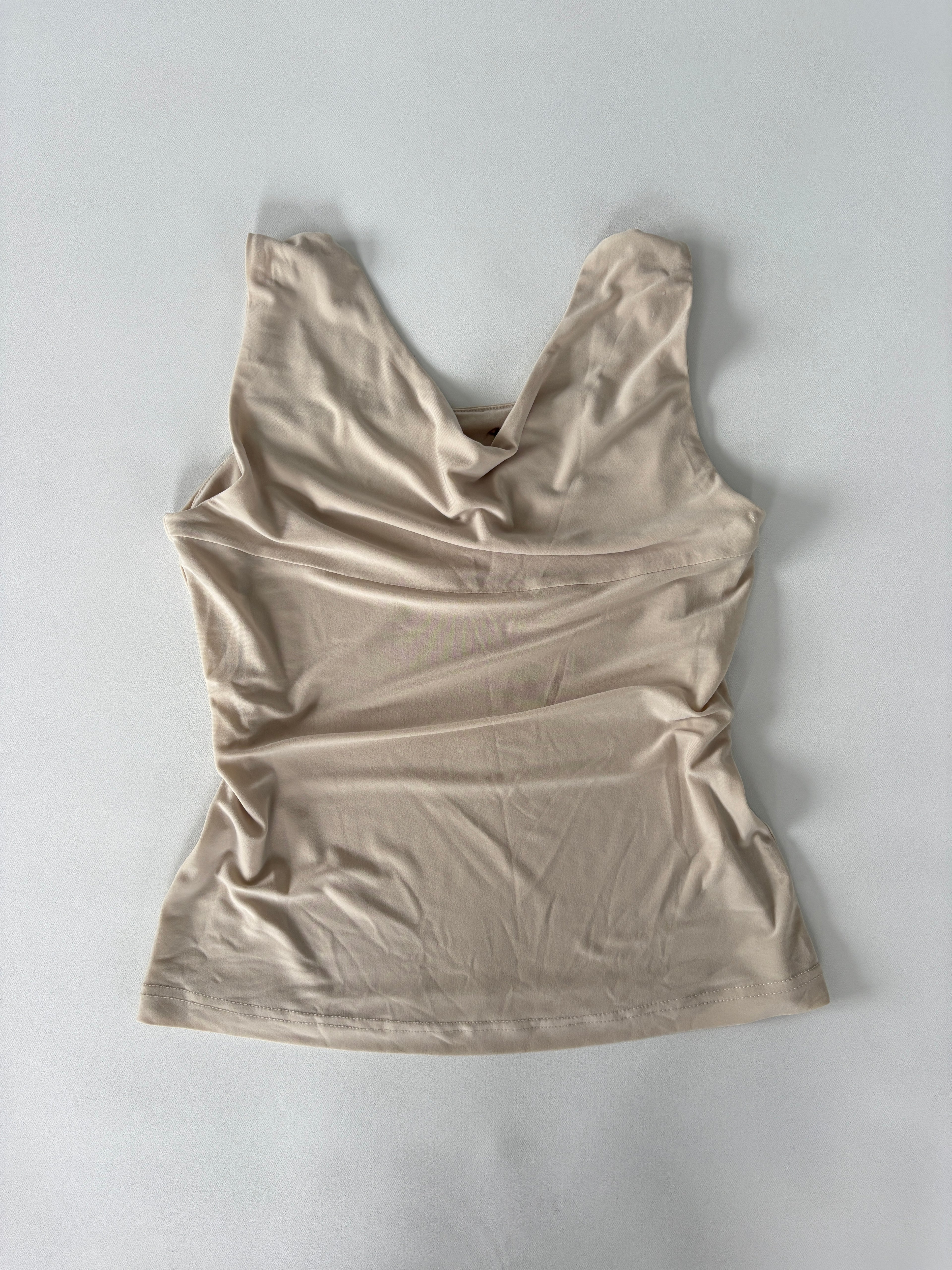 401 / Cream Cow Neck Tank w/ Tight Bodice