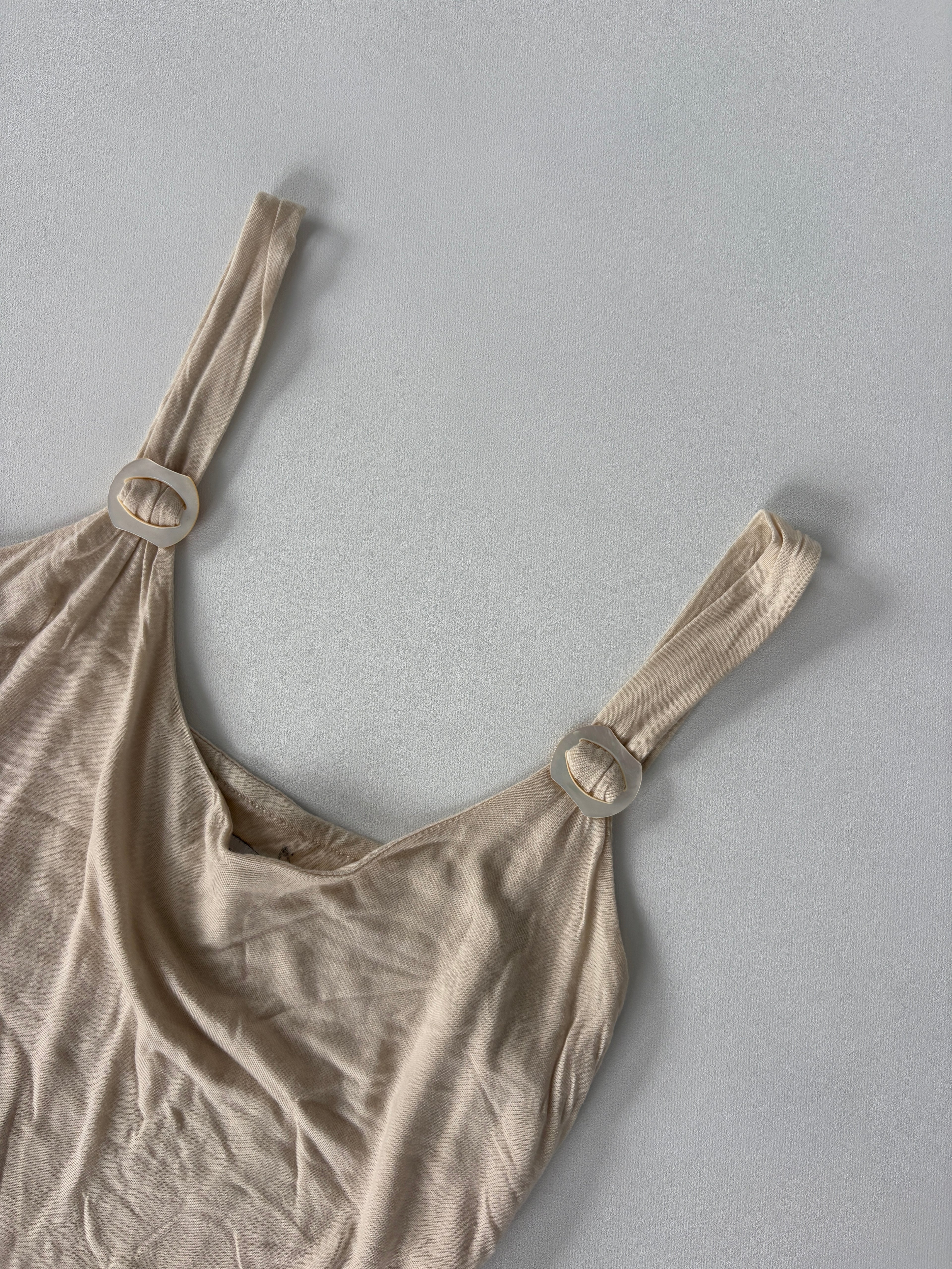 426 / Cream Tank w/ Shell Buckles