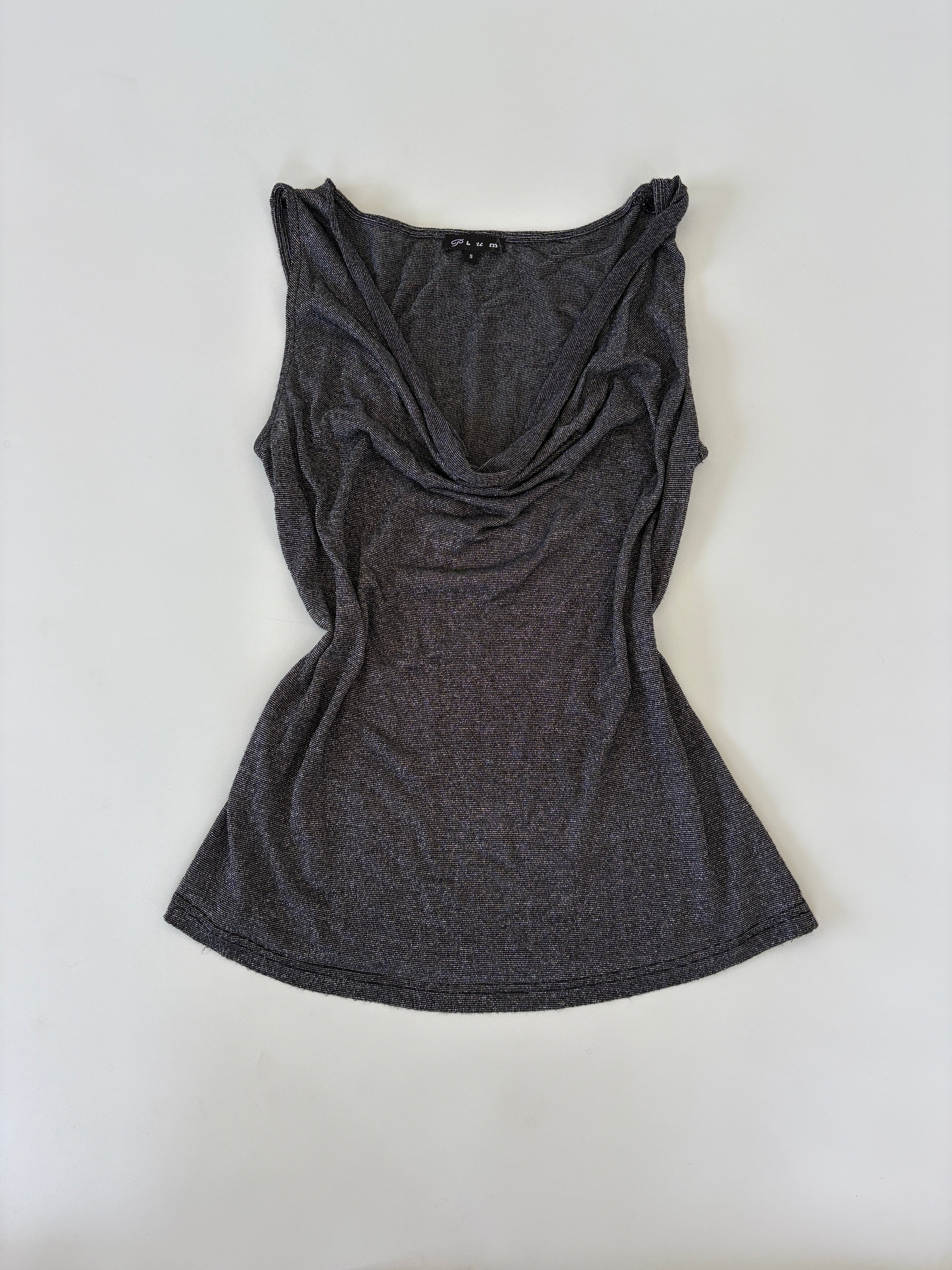 429 / Sparkly Grey Cow Neck Tank