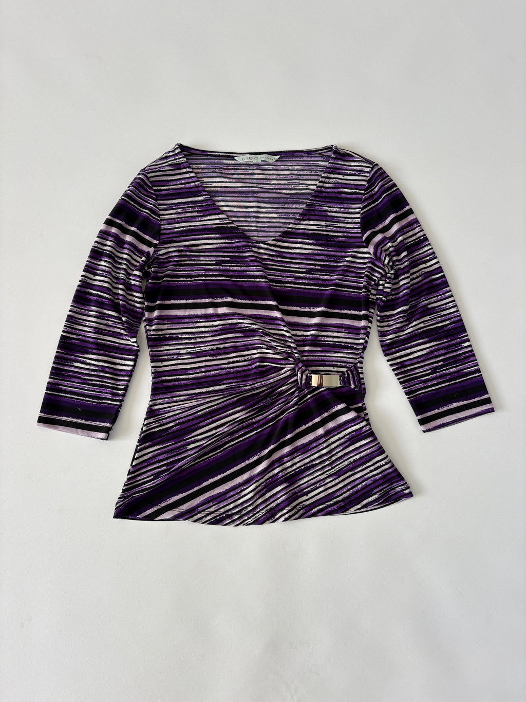 435 / Purple Striped Quarter Slevee w/ Buckle