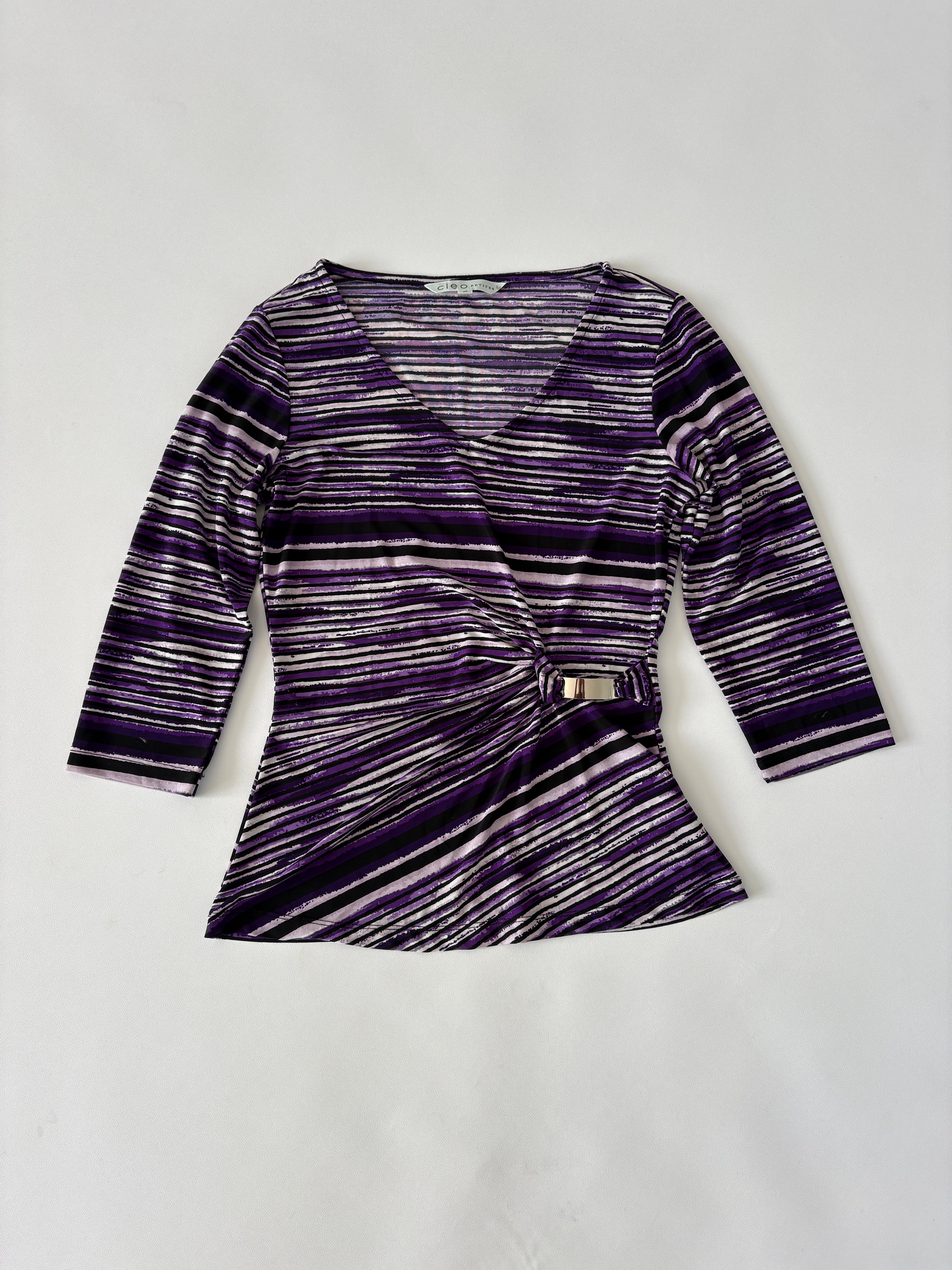 435 / Purple Striped Quarter Slevee w/ Buckle