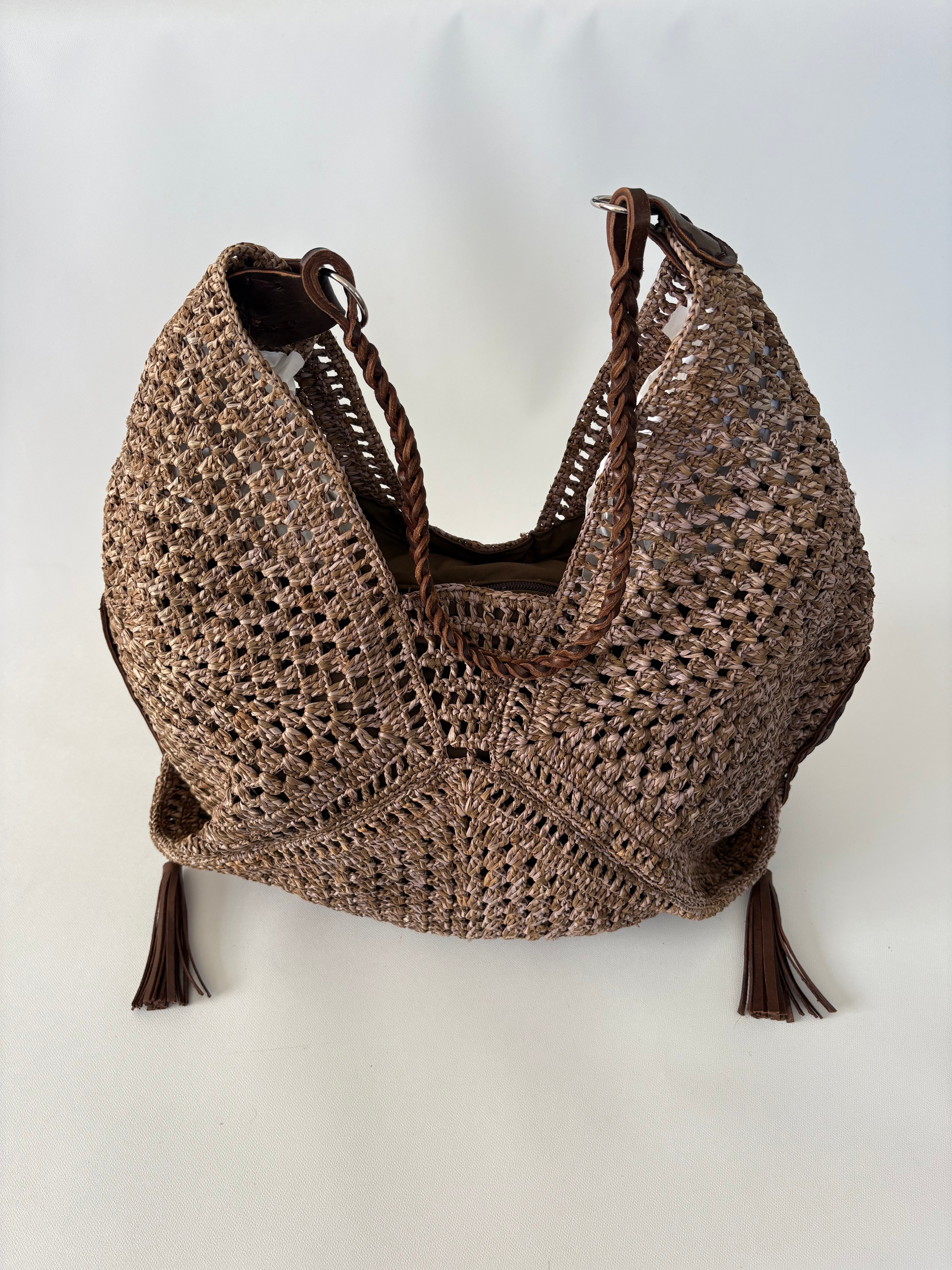 🔒 469 / Brown Cane Crescent Tote