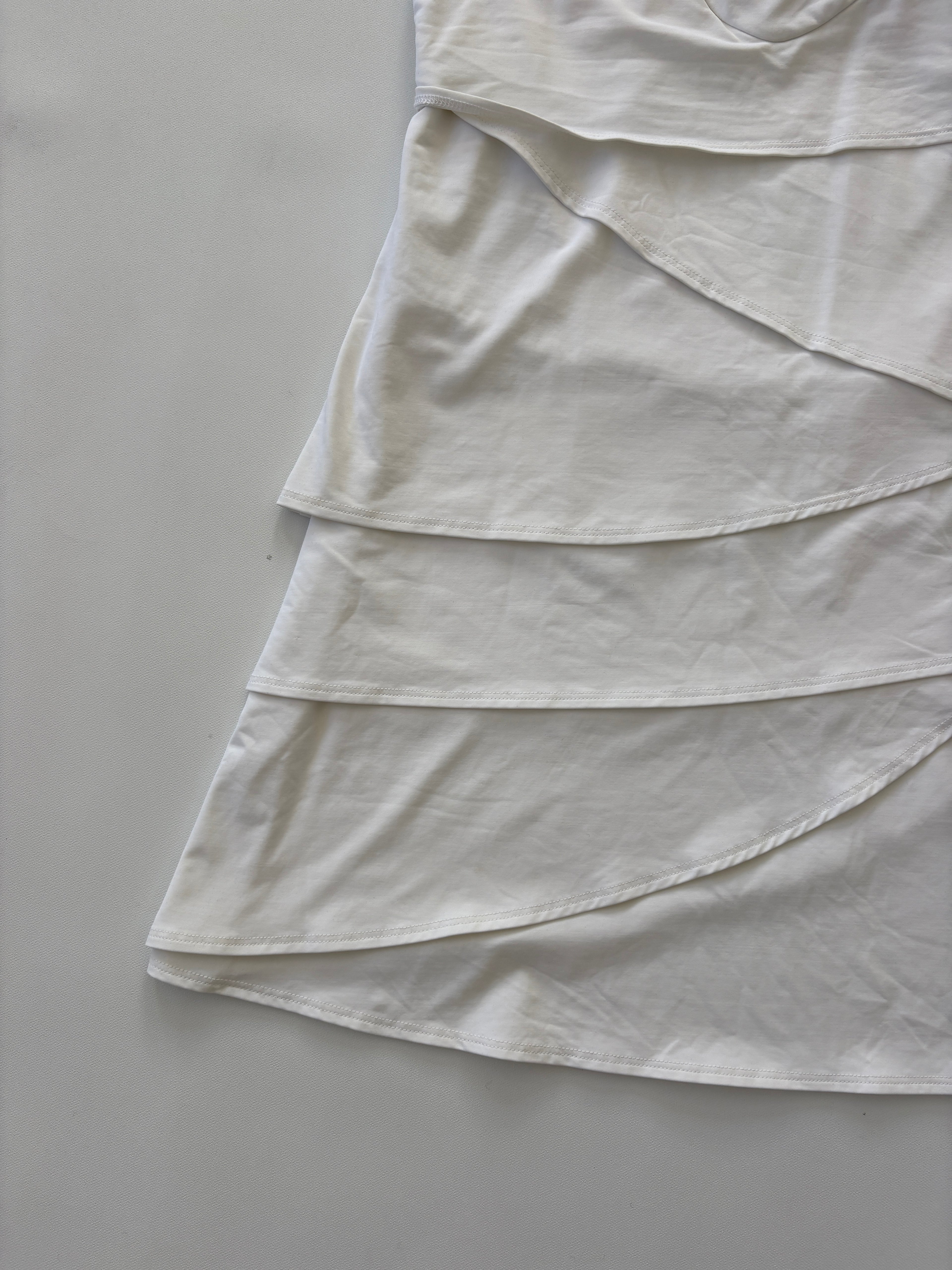 487 / White Vintage Tiered Dress