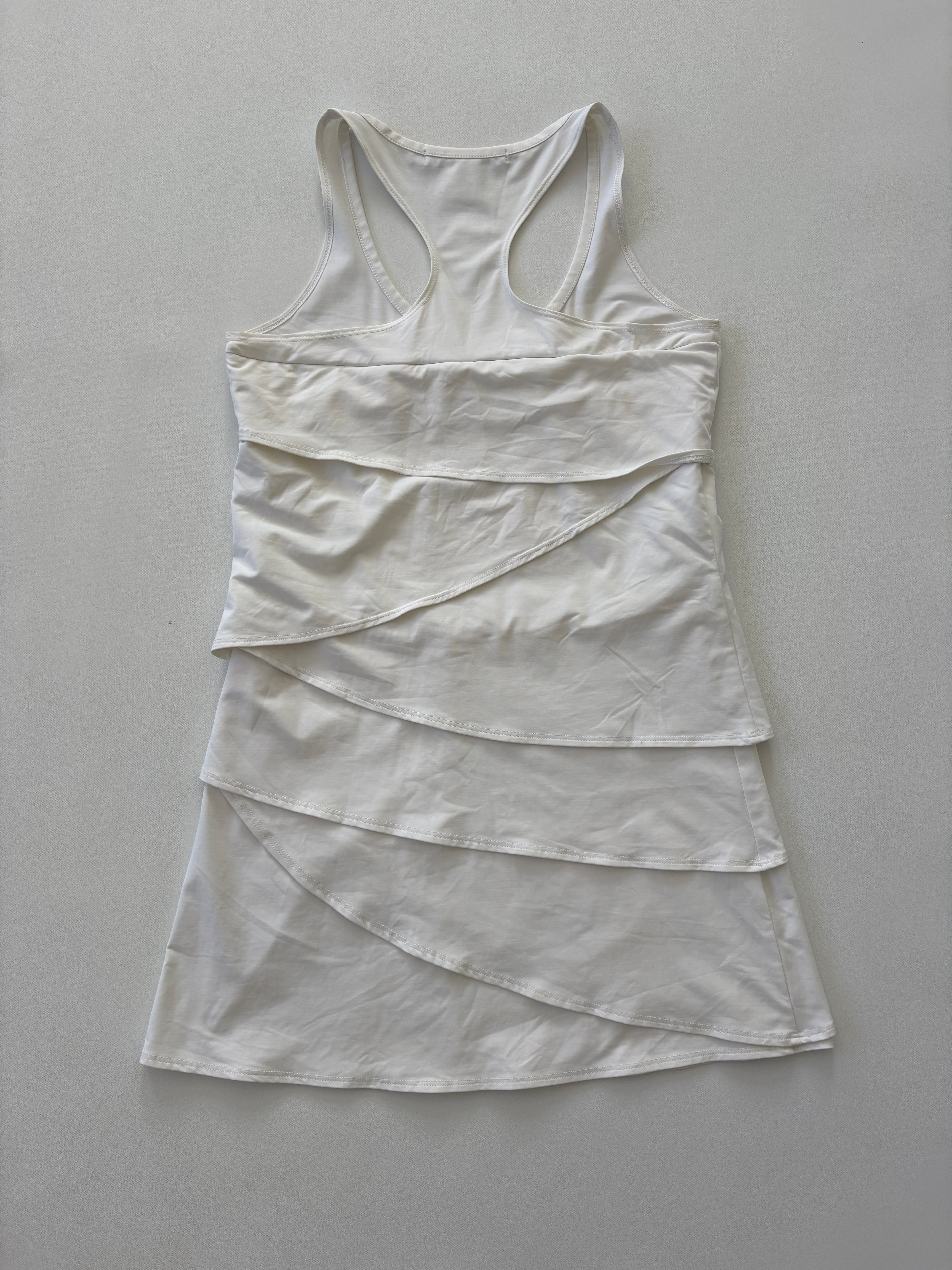 487 / White Vintage Tiered Dress