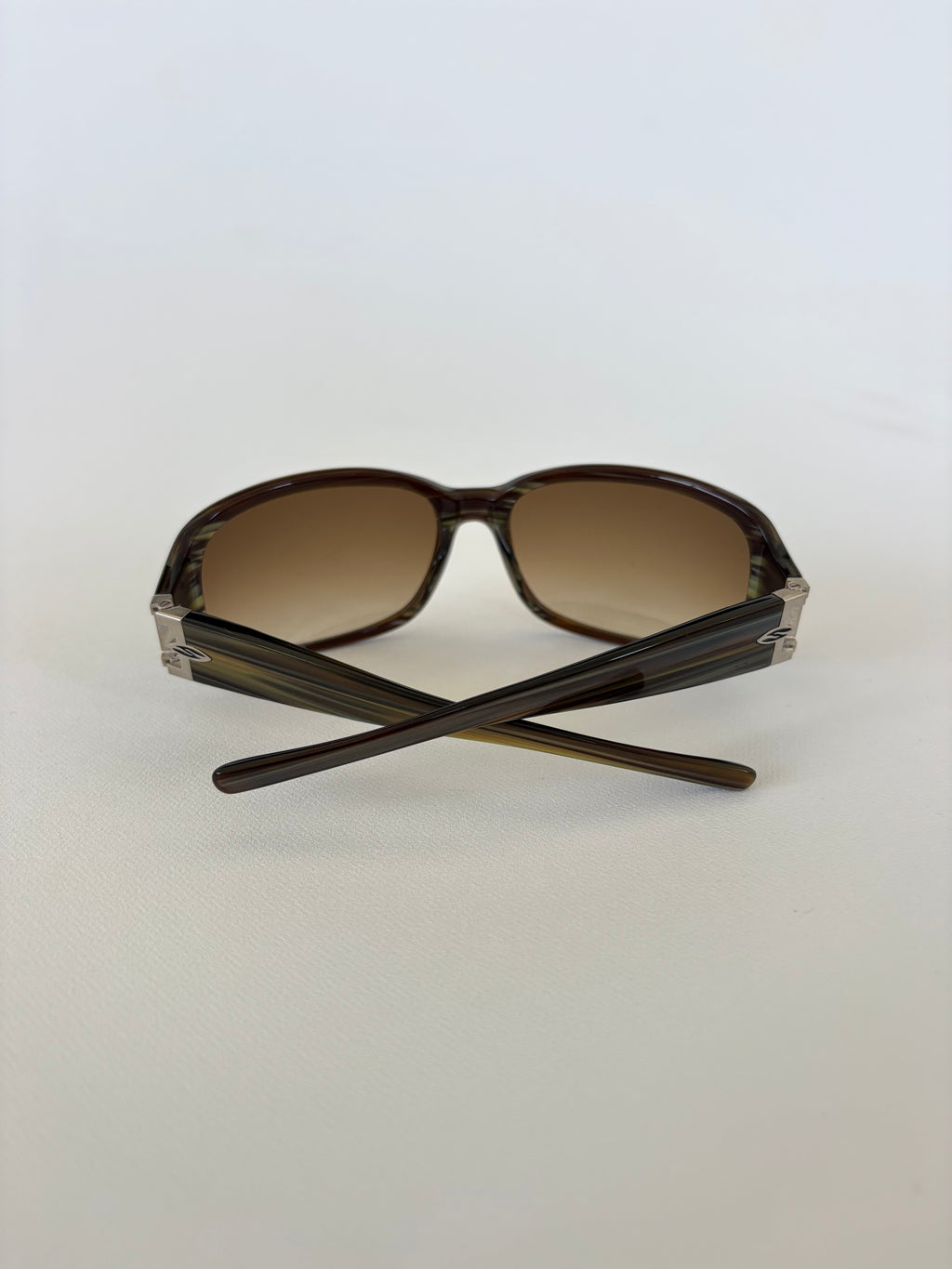 524 / Brown & Green Striped Sunglasses