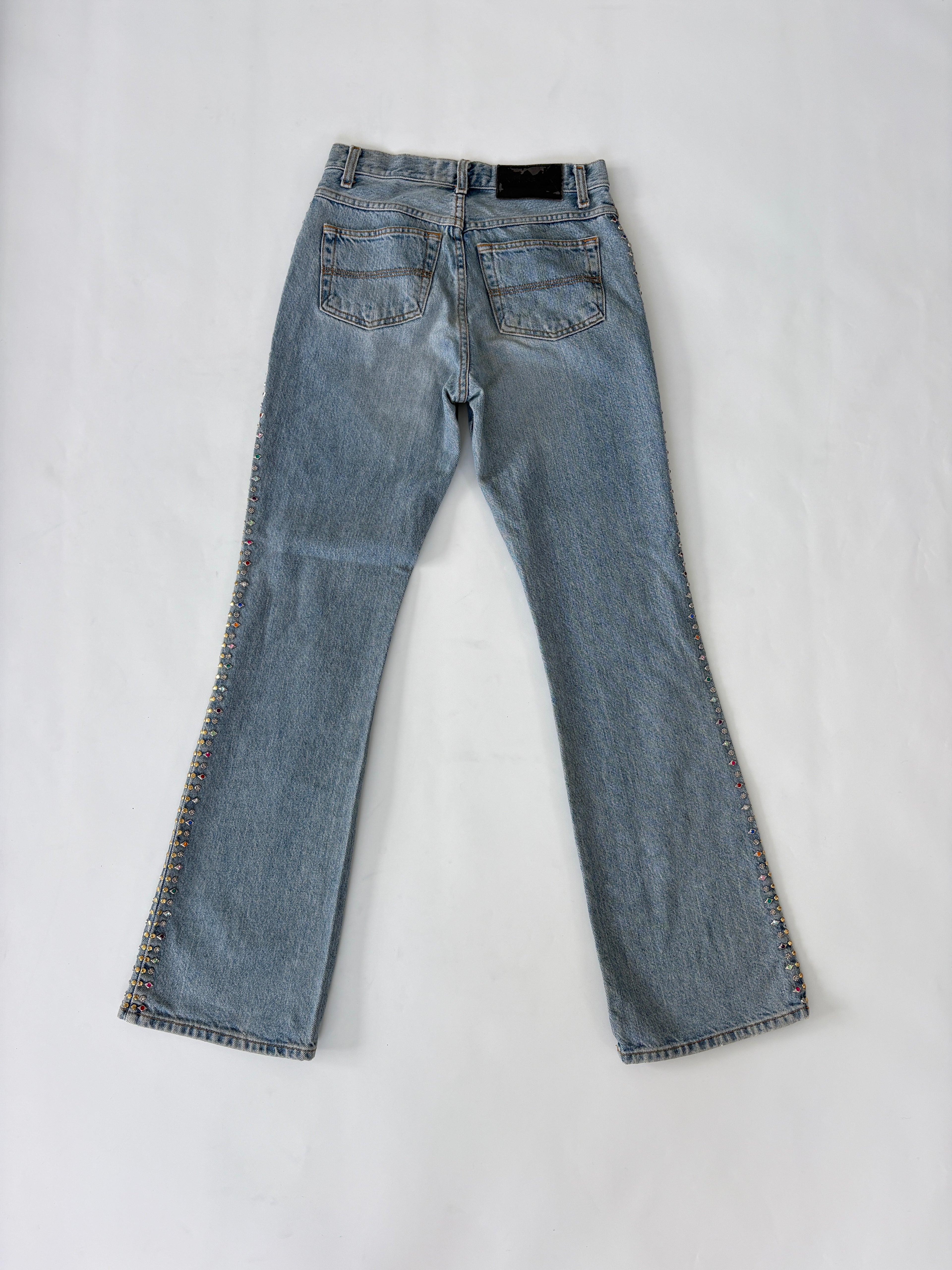 530 / Light Wash Flare Jeans w/ Bejewlled Seams