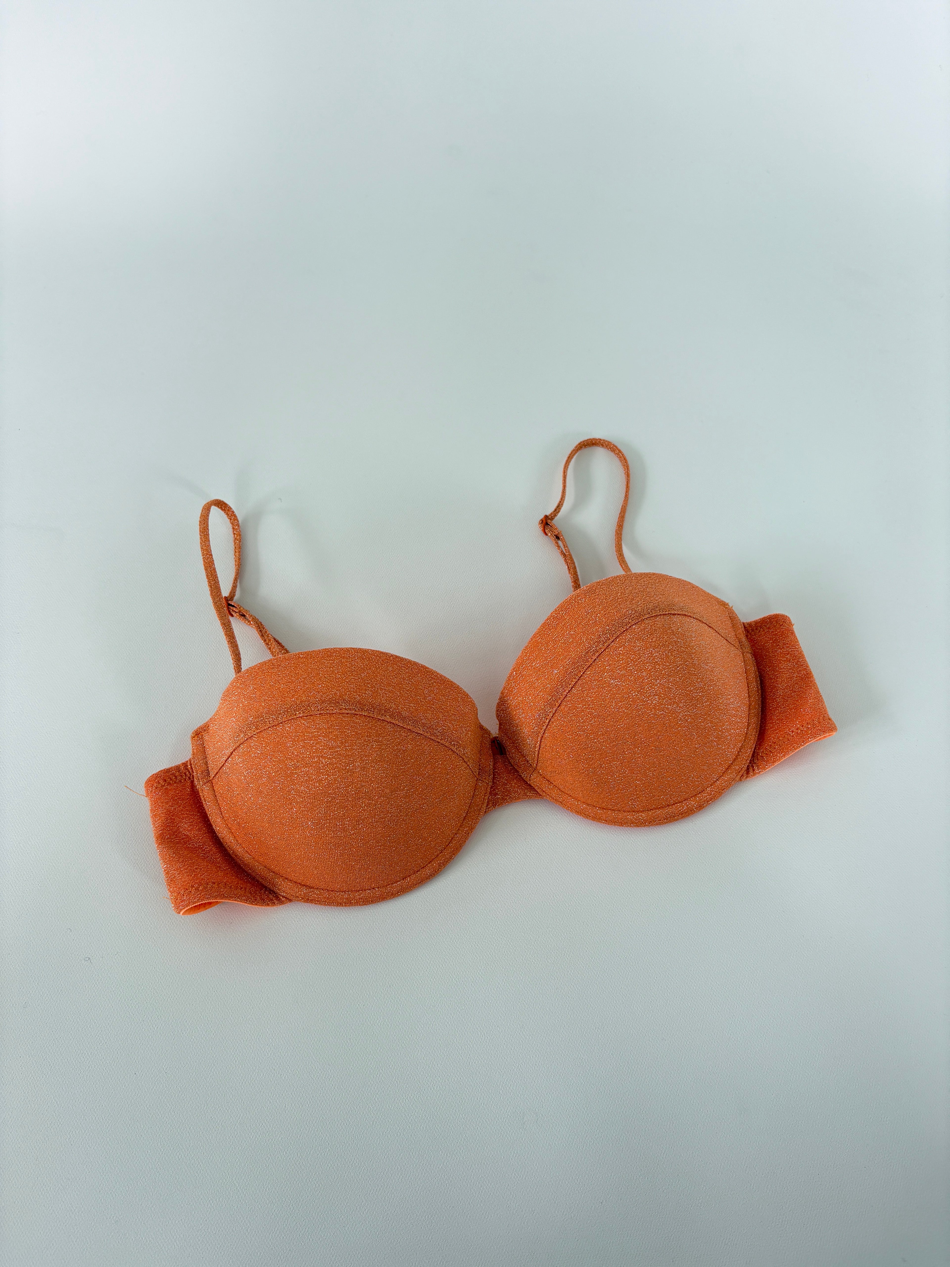 541 / Orange Sparkly Triangl Bikini Set
