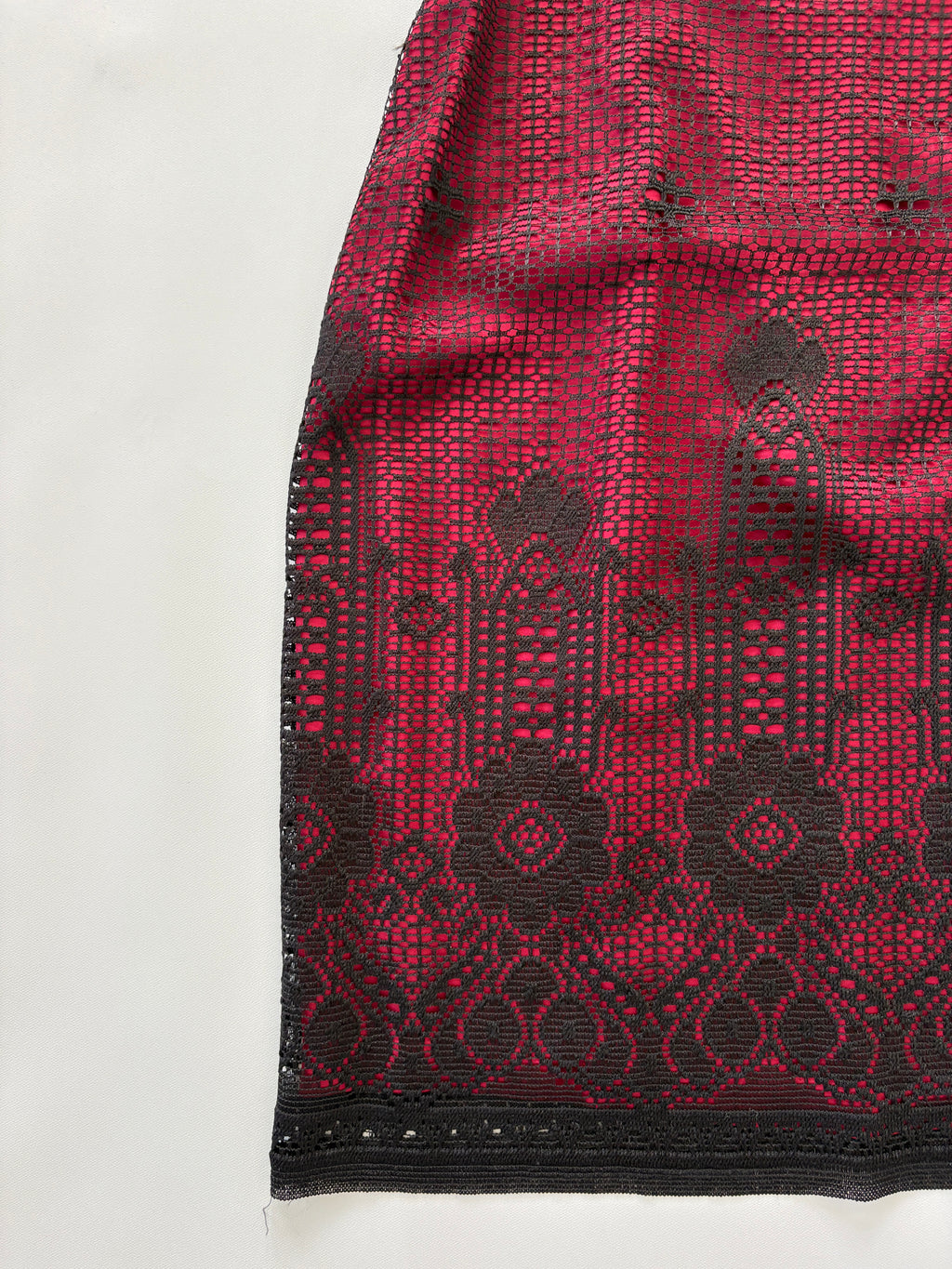 598 / Vintage Red Dress w/ Black Overlay