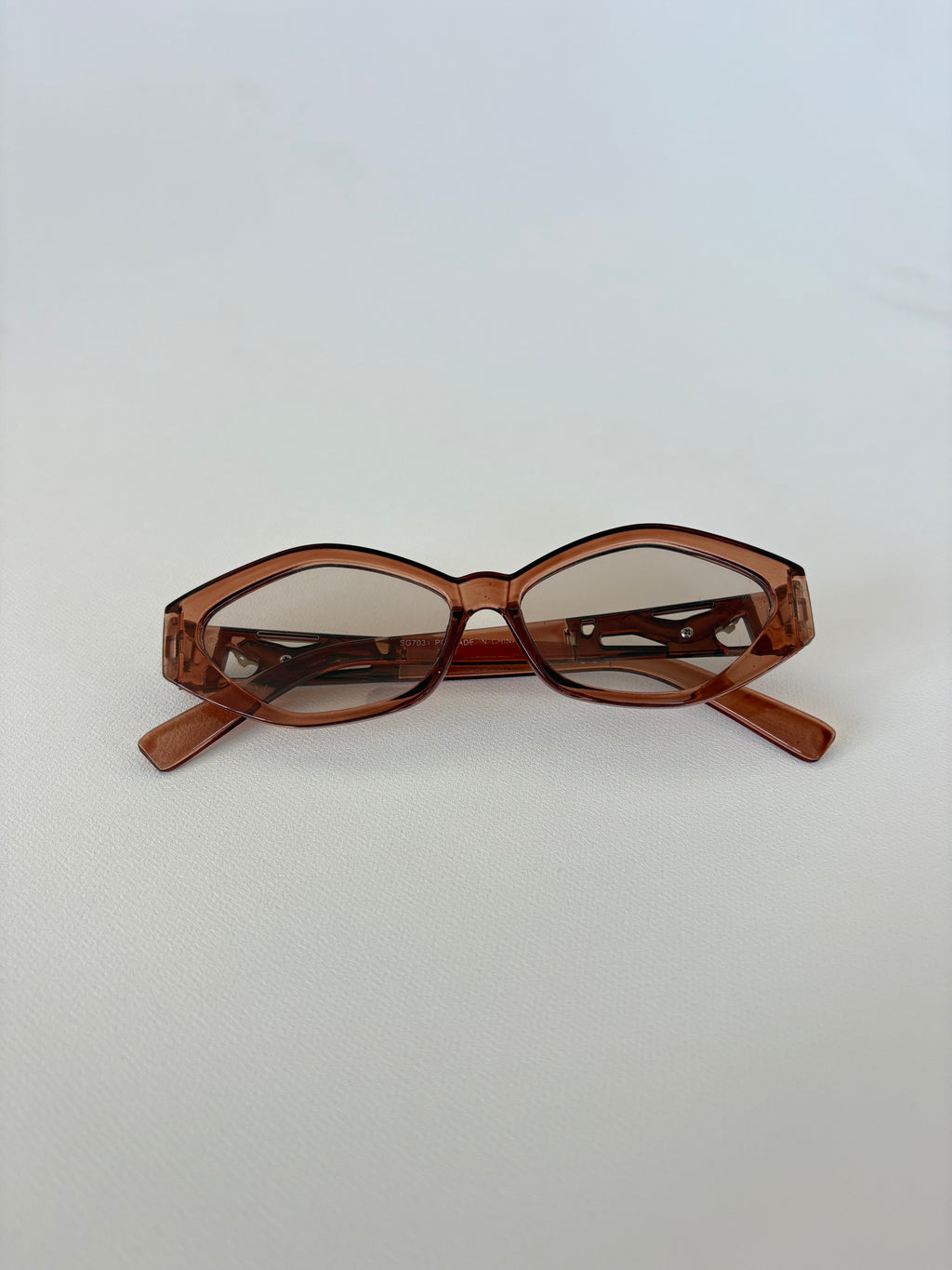 🔒 614 / Light Brown Sunglasses w/ Tiger Arm Detail