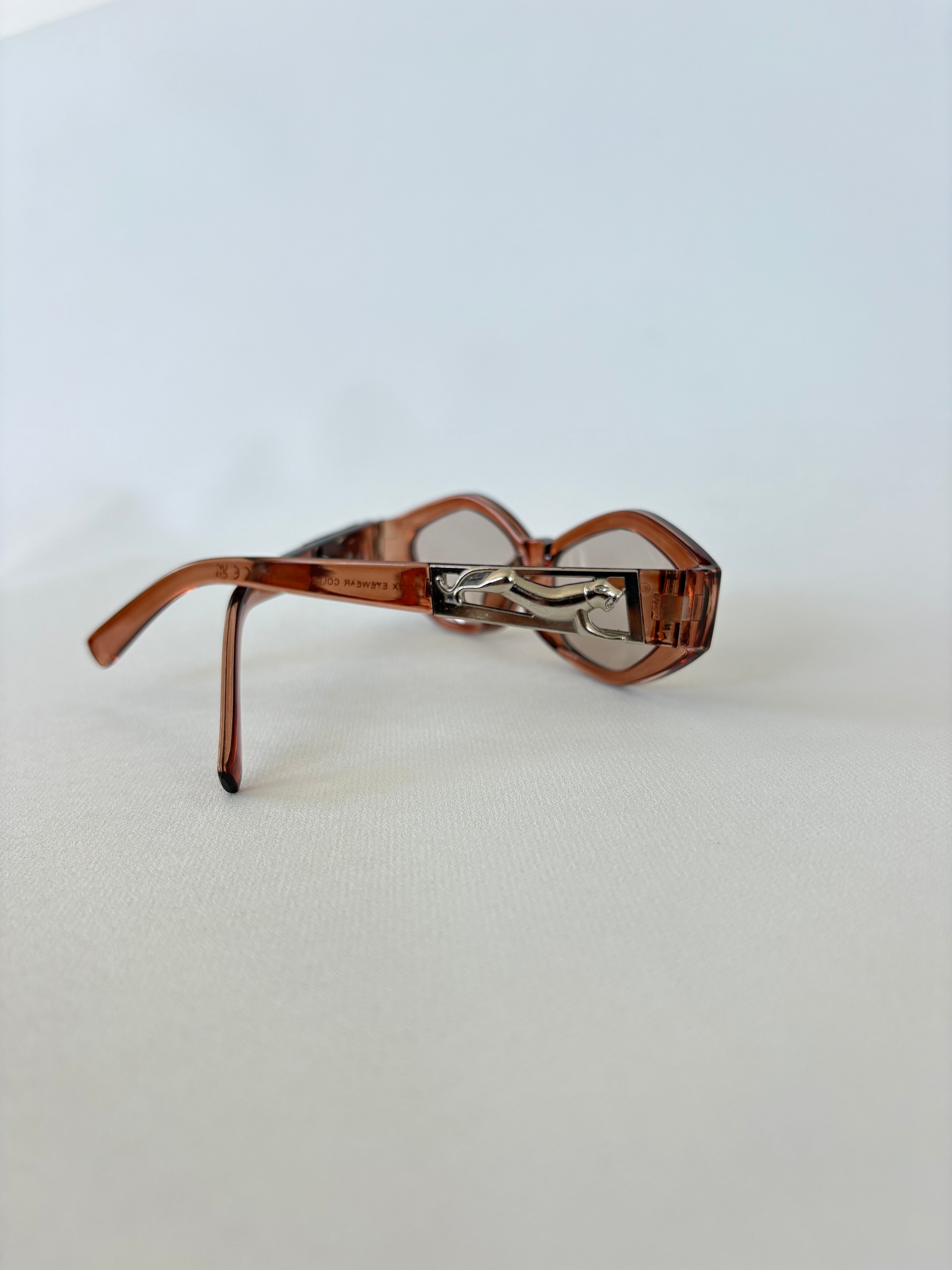🔒 614 / Light Brown Sunglasses w/ Tiger Arm Detail