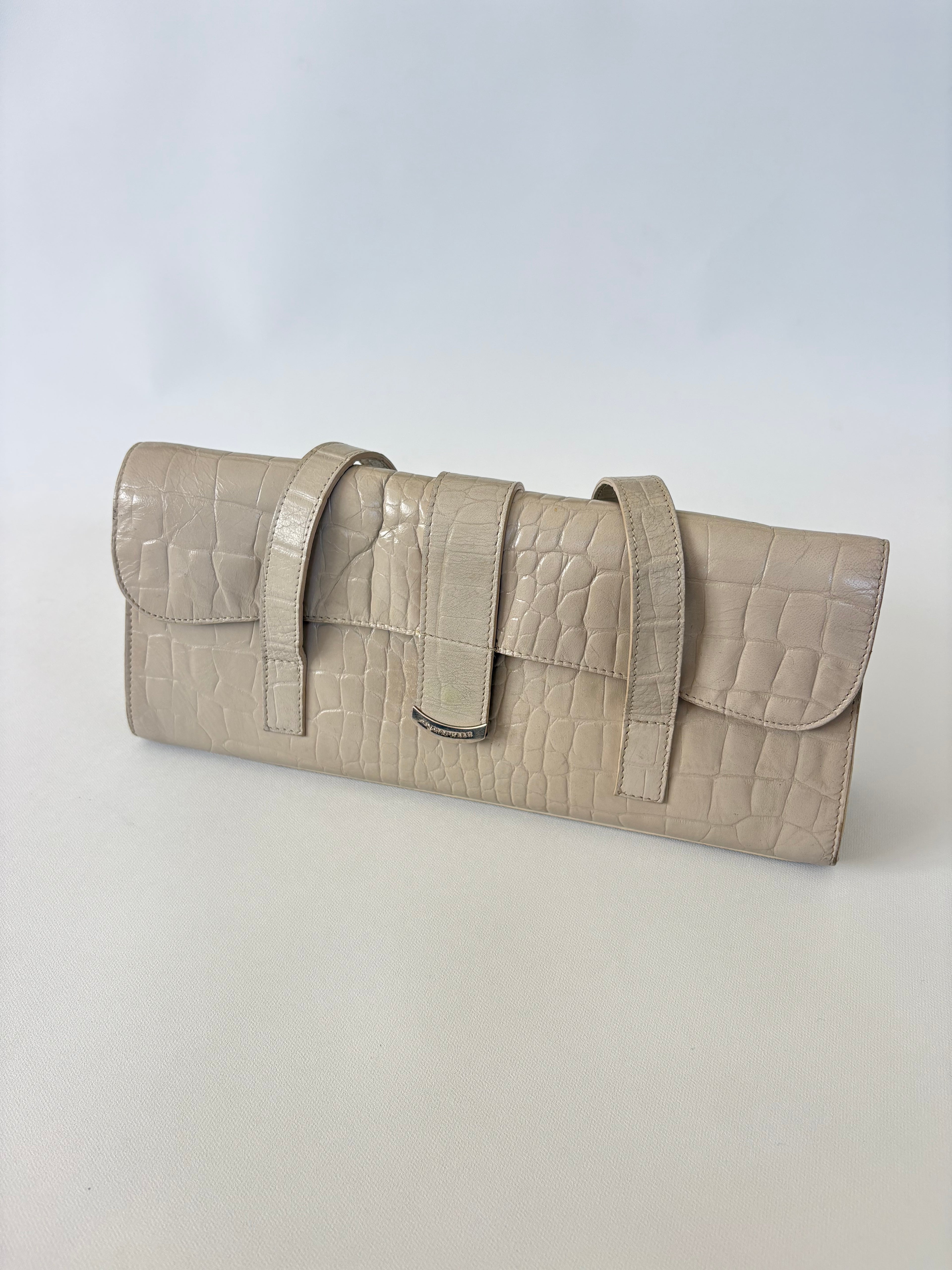 618 / Cream Textured Rectangle Shouler Bag