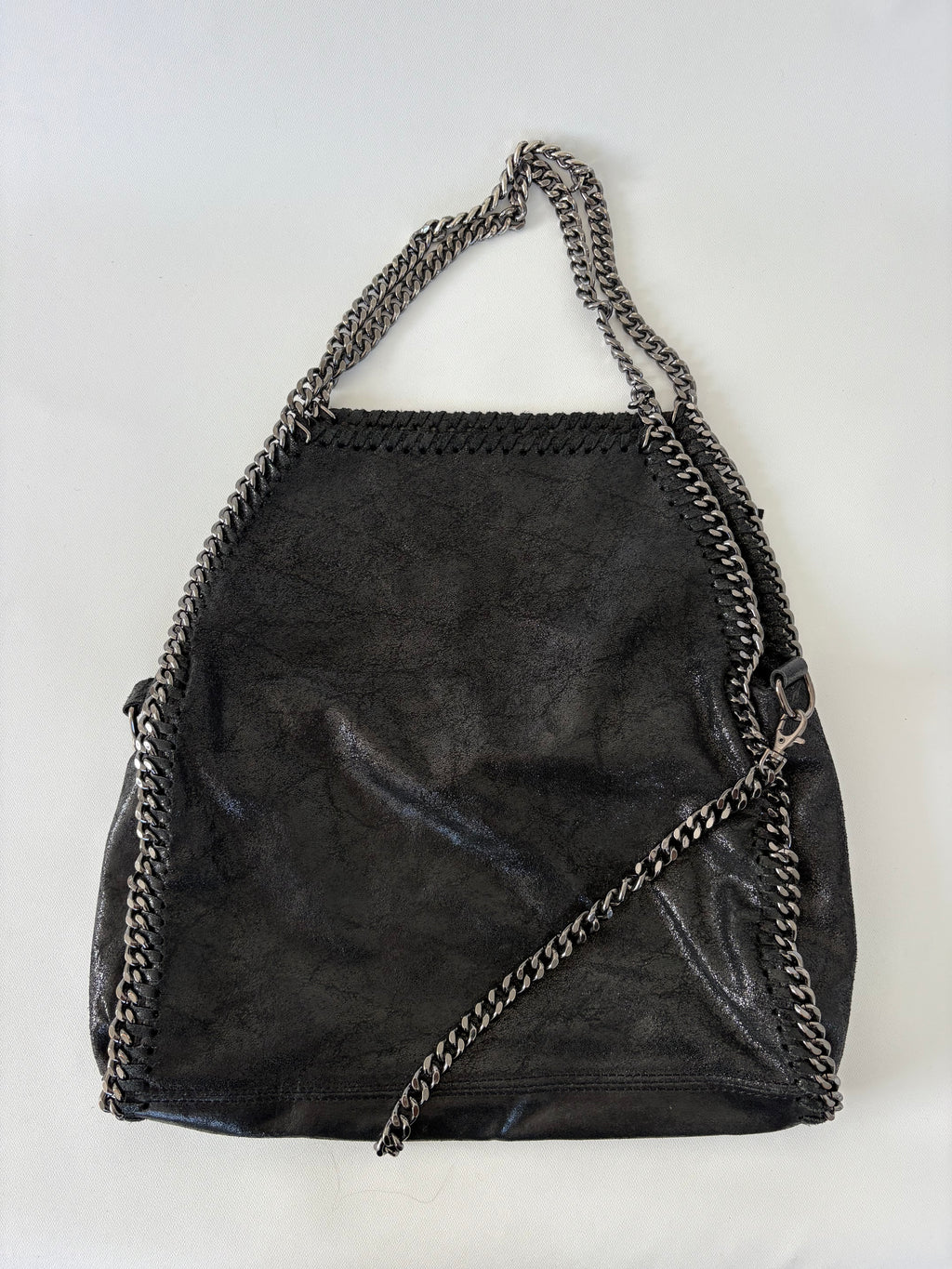 🔒 619 / Black Leather Slouchy Bag w/ Metal Hardware