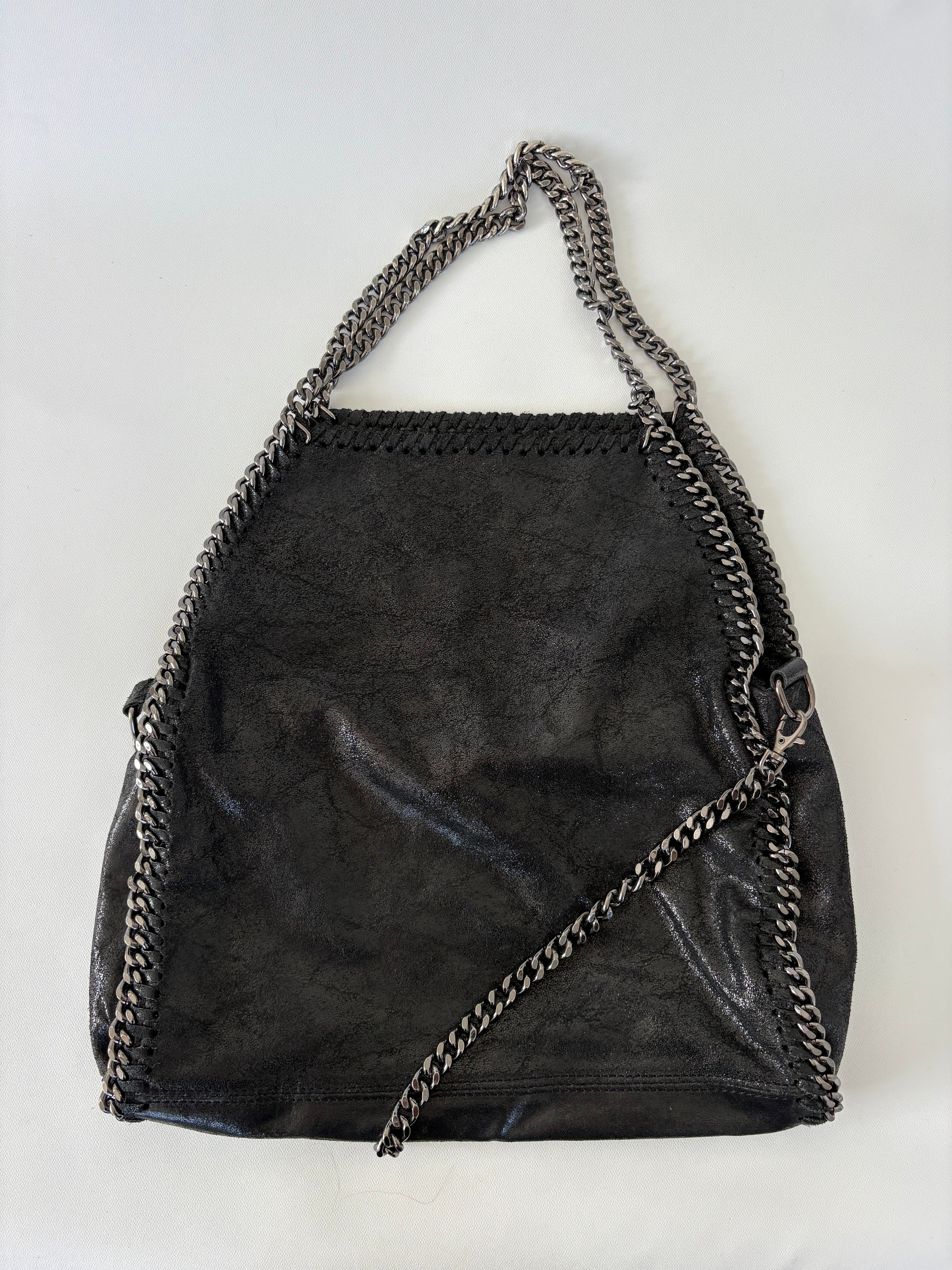 🔒 619 / Black Leather Slouchy Bag w/ Metal Hardware