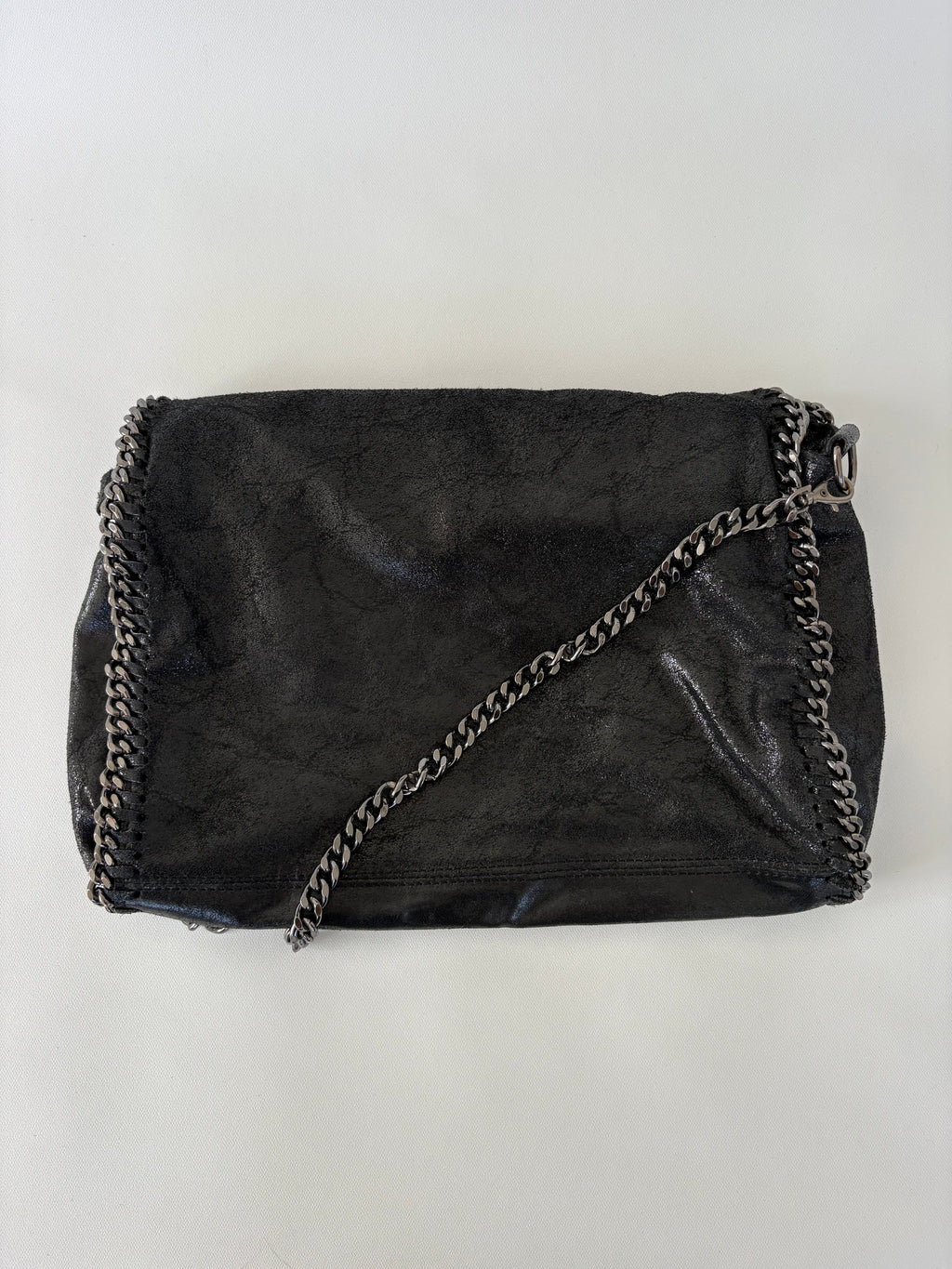 🔒 619 / Black Leather Slouchy Bag w/ Metal Hardware