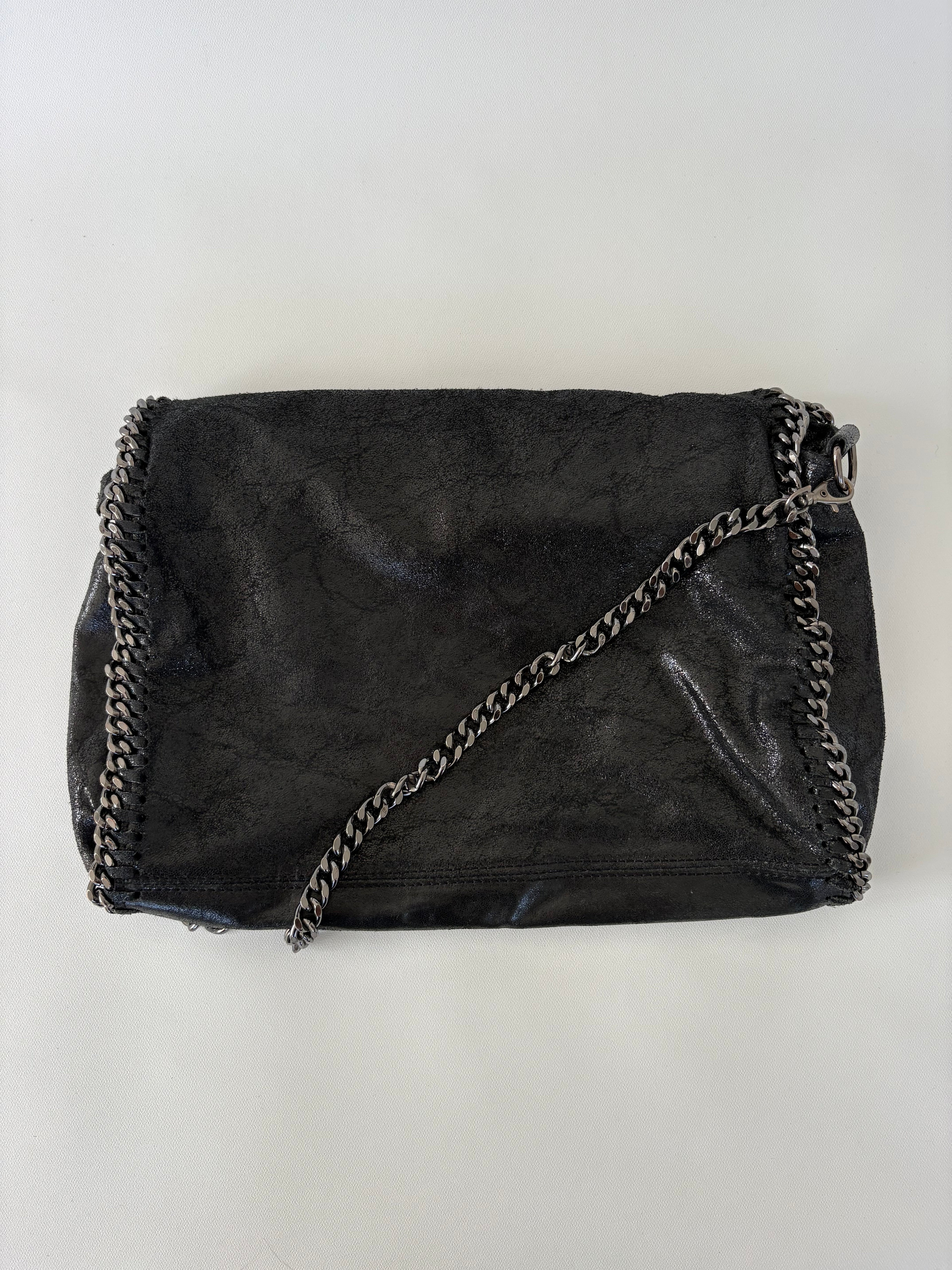 🔒 619 / Black Leather Slouchy Bag w/ Metal Hardware