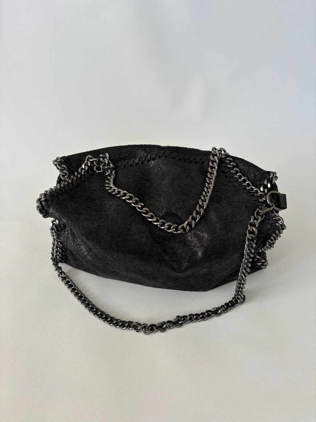 🔒 619 / Black Leather Slouchy Bag w/ Metal Hardware