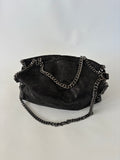 🔒 619 / Black Leather Slouchy Bag w/ Metal Hardware