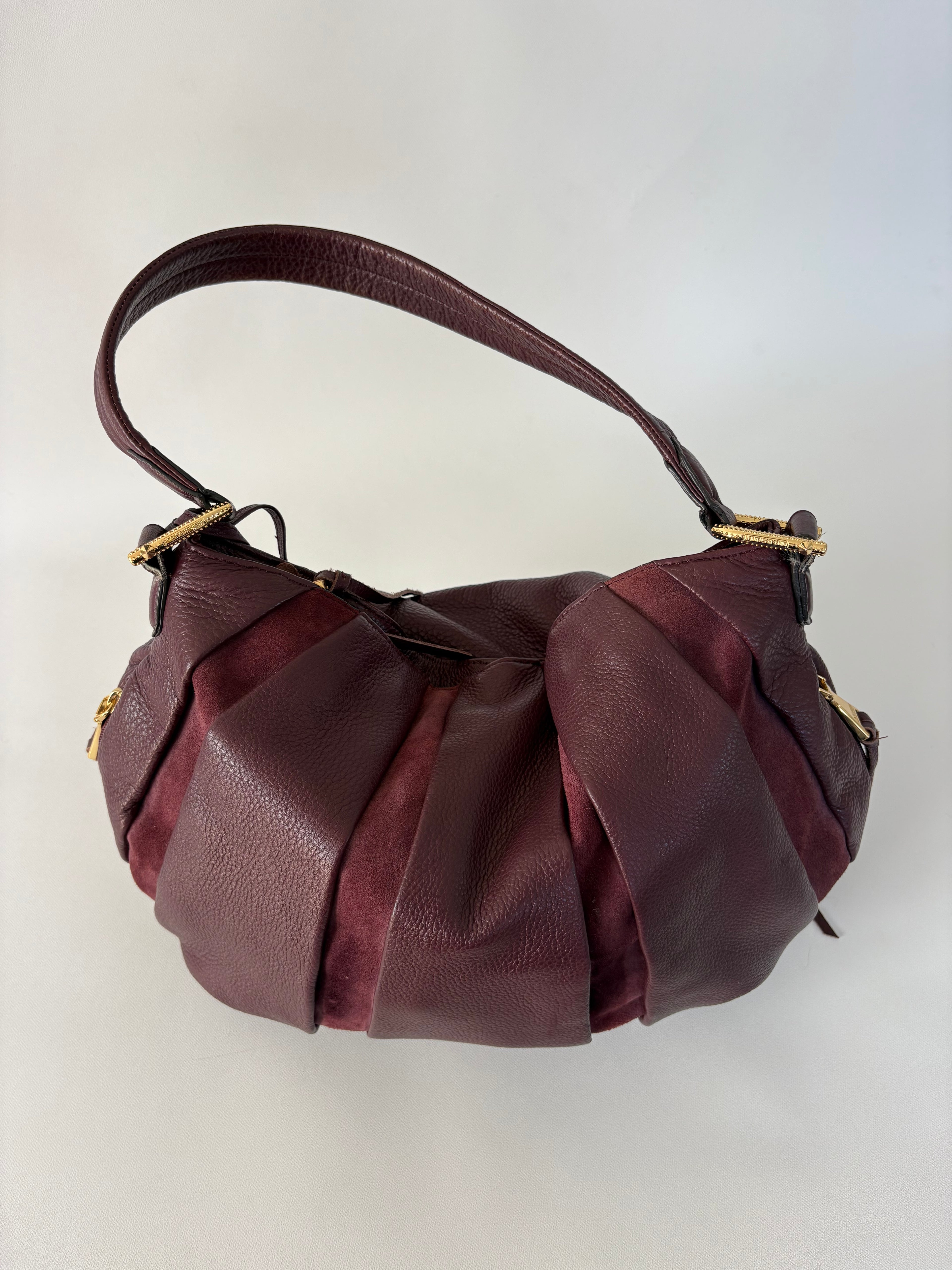 🔒 620 / Purple Leather Cresent Slouchy Shoulder Bag