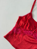 632 / Red & Pink Lace Tank