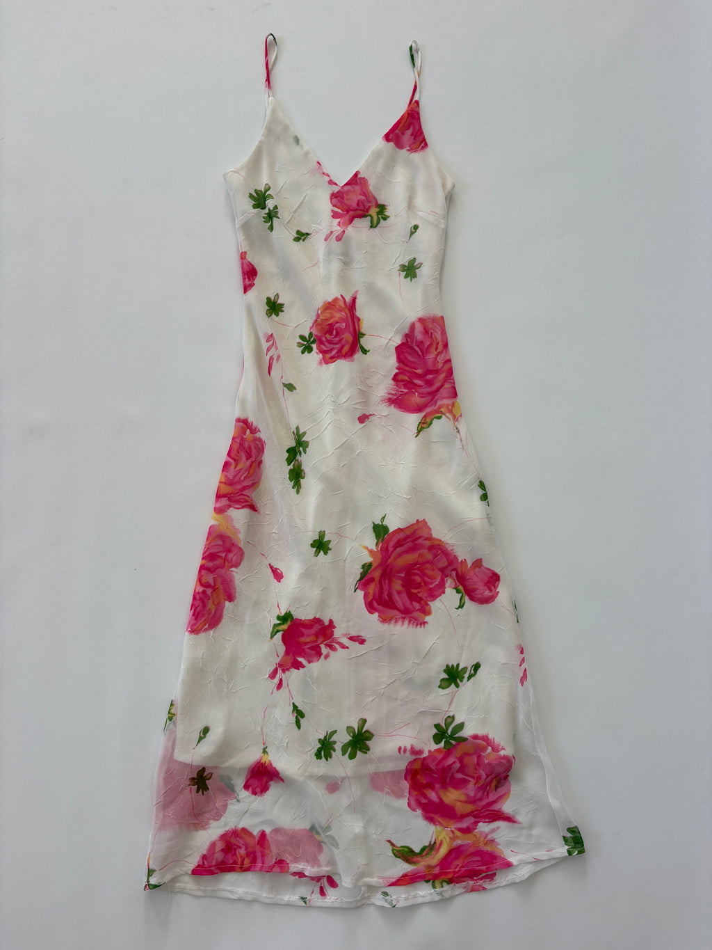 780 / White & Pink Floral Slip Dress
