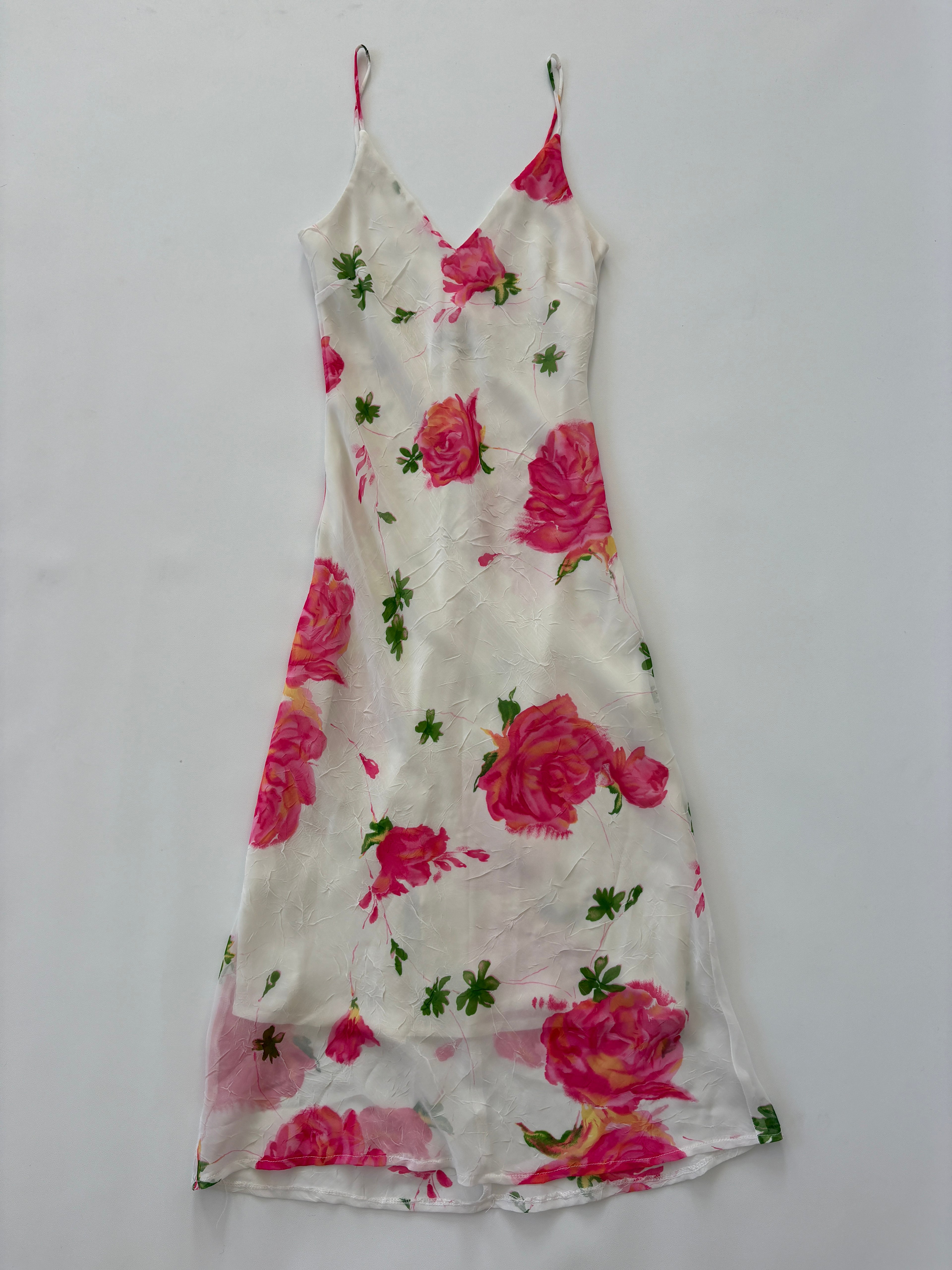 780 / White & Pink Floral Slip Dress