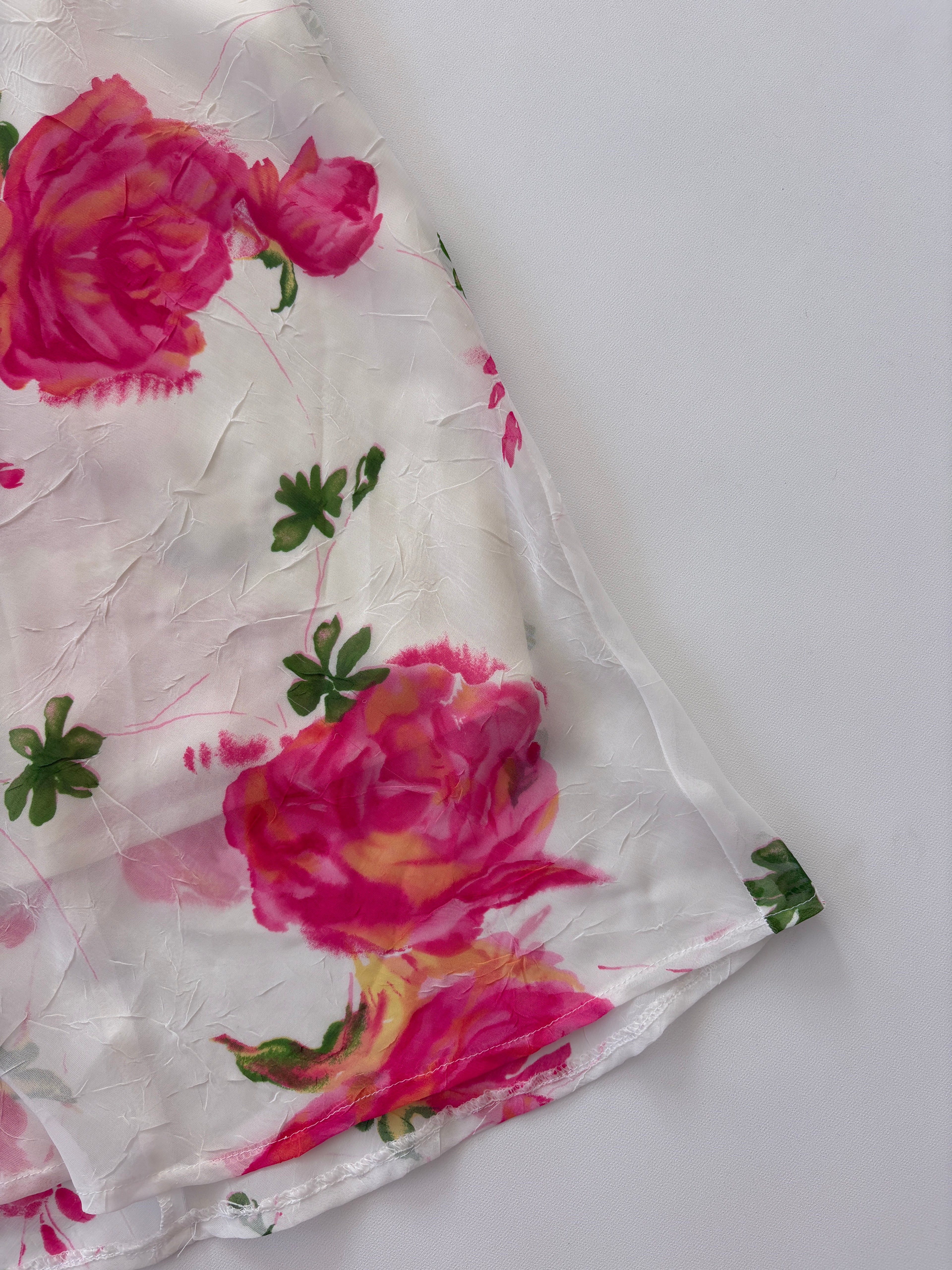 780 / White & Pink Floral Slip Dress