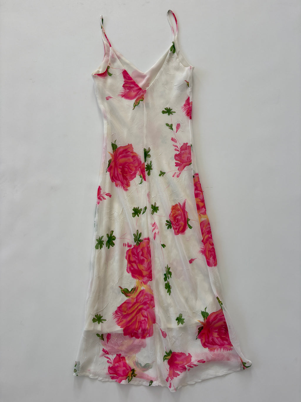 780 / White & Pink Floral Slip Dress