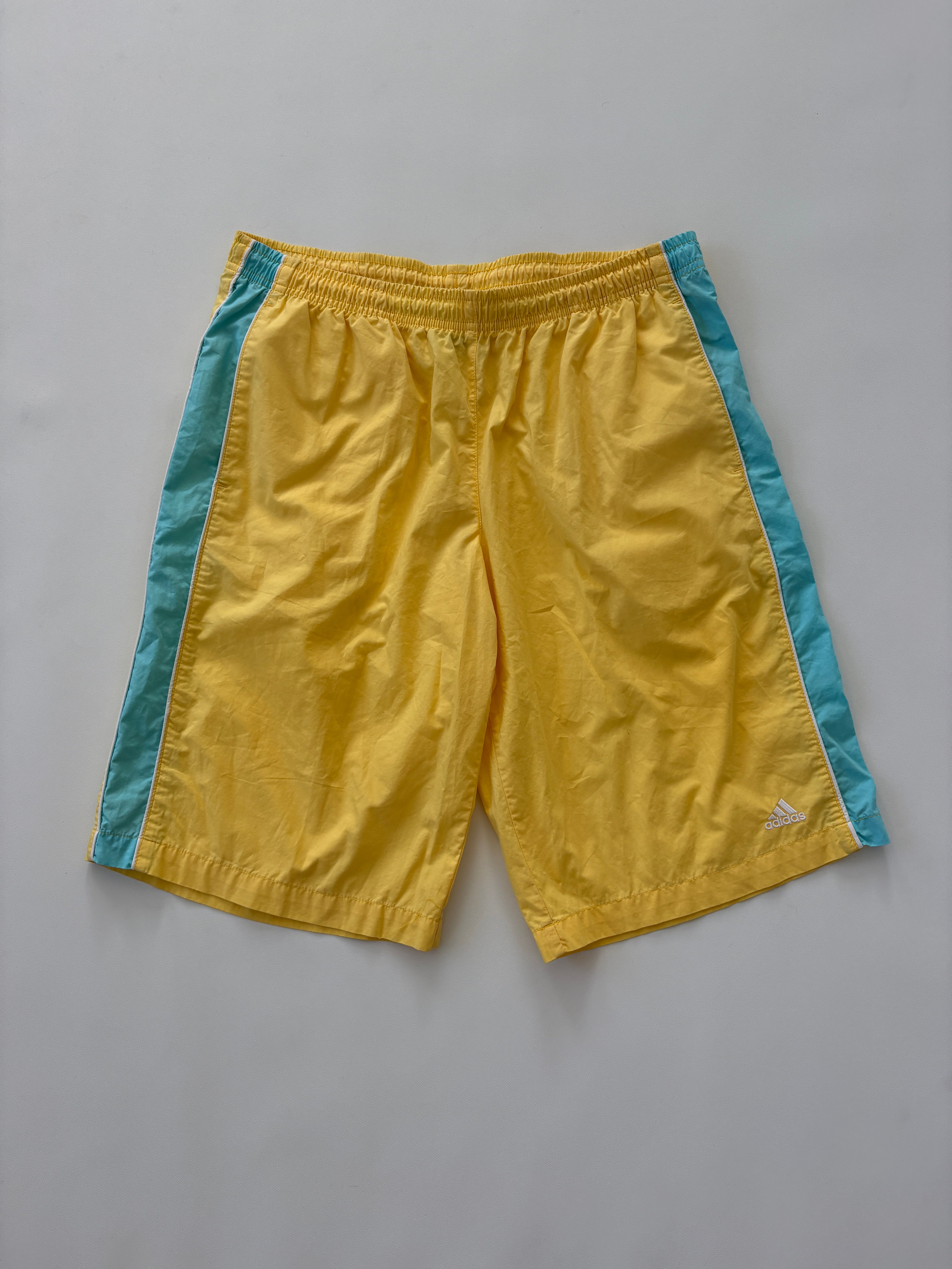 801 / Adidas Yellow & Blue Baggy Shorts