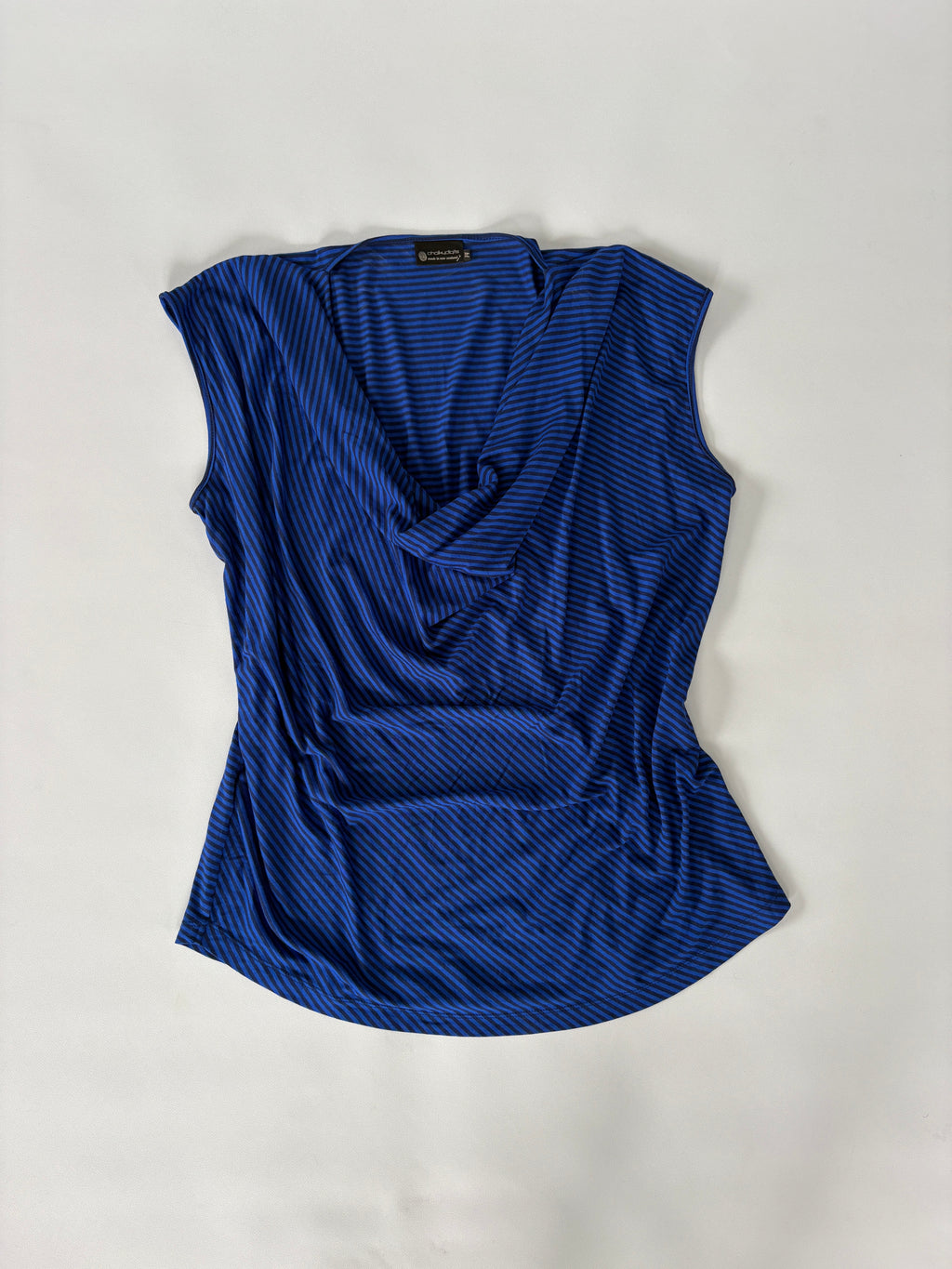 853 / Navy & Black Striped Cow Neck Top