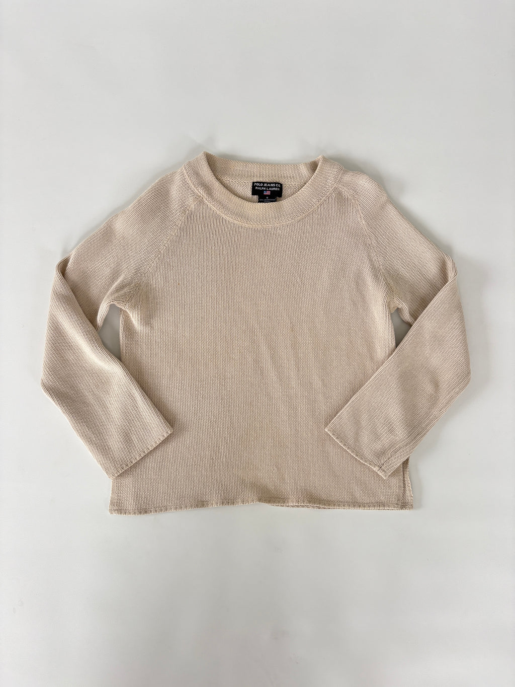 855 / Cream Polo Jeans Quarter Sleeve Sweater